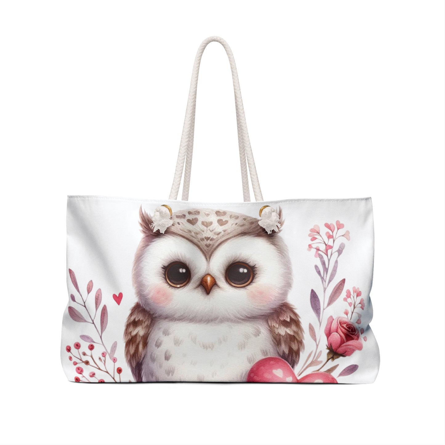 Personalised/Non-Personalised Weekender Bag, Owl, Weekender Bag, Beach Bag, Book Bag