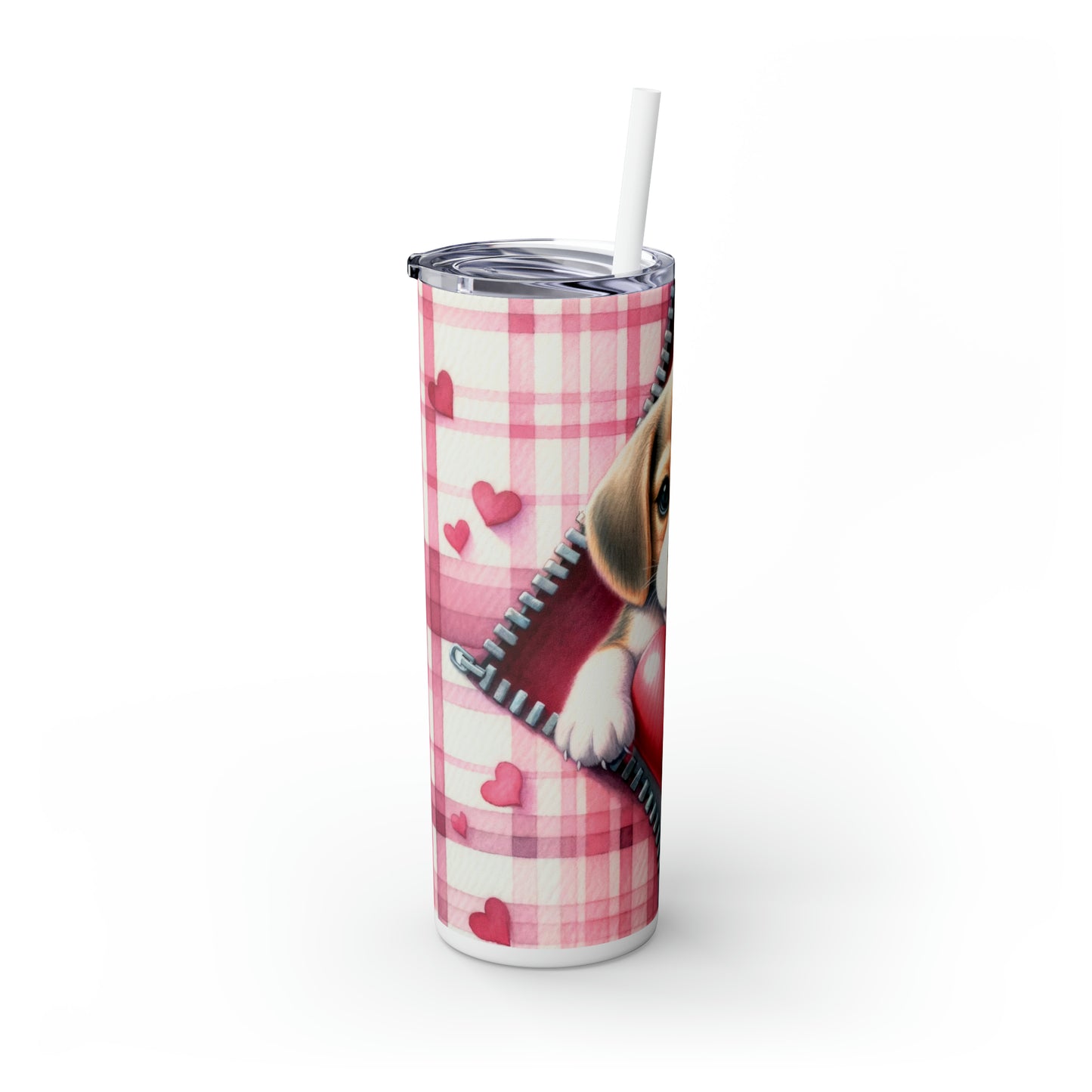 Skinny Tumbler with Straw, 20oz, Dog, Valentines Day, awd-828