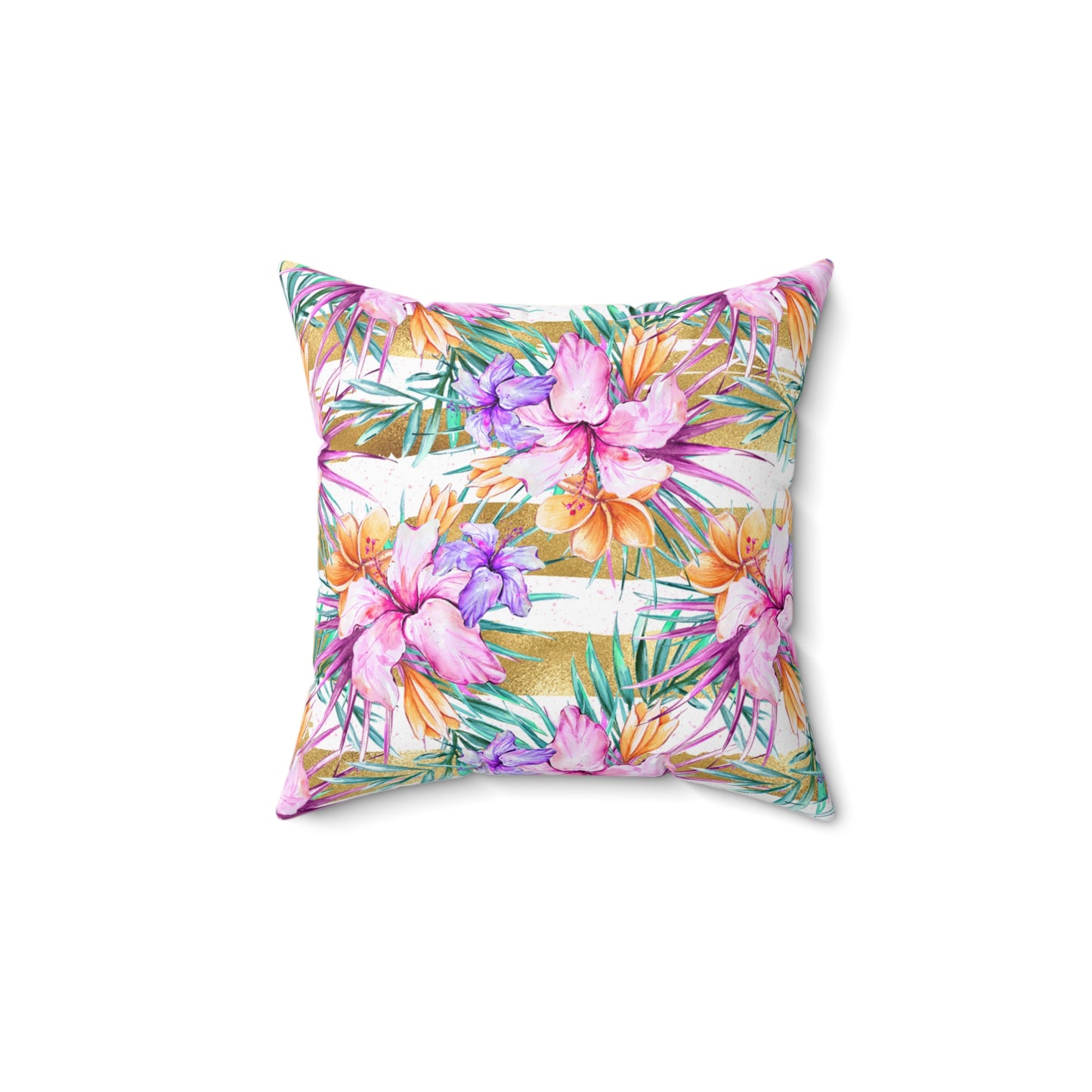 Spun Polyester Square Pillow, Summer Floral Cushion