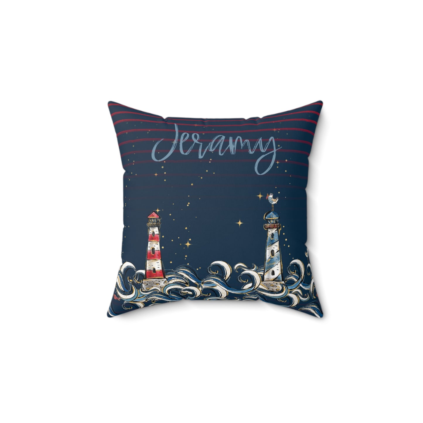 Spun Polyester Square Pillow, Nautical Cushion