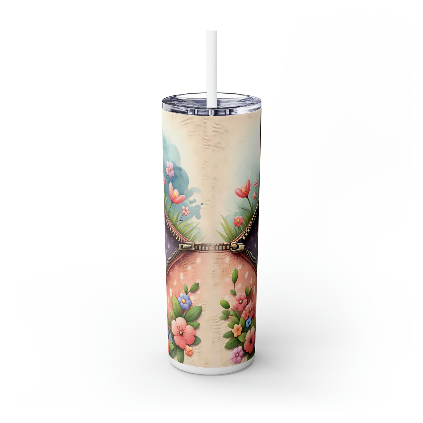 Skinny Tumbler with Straw, 20oz, Easter, Fox, awd-1274