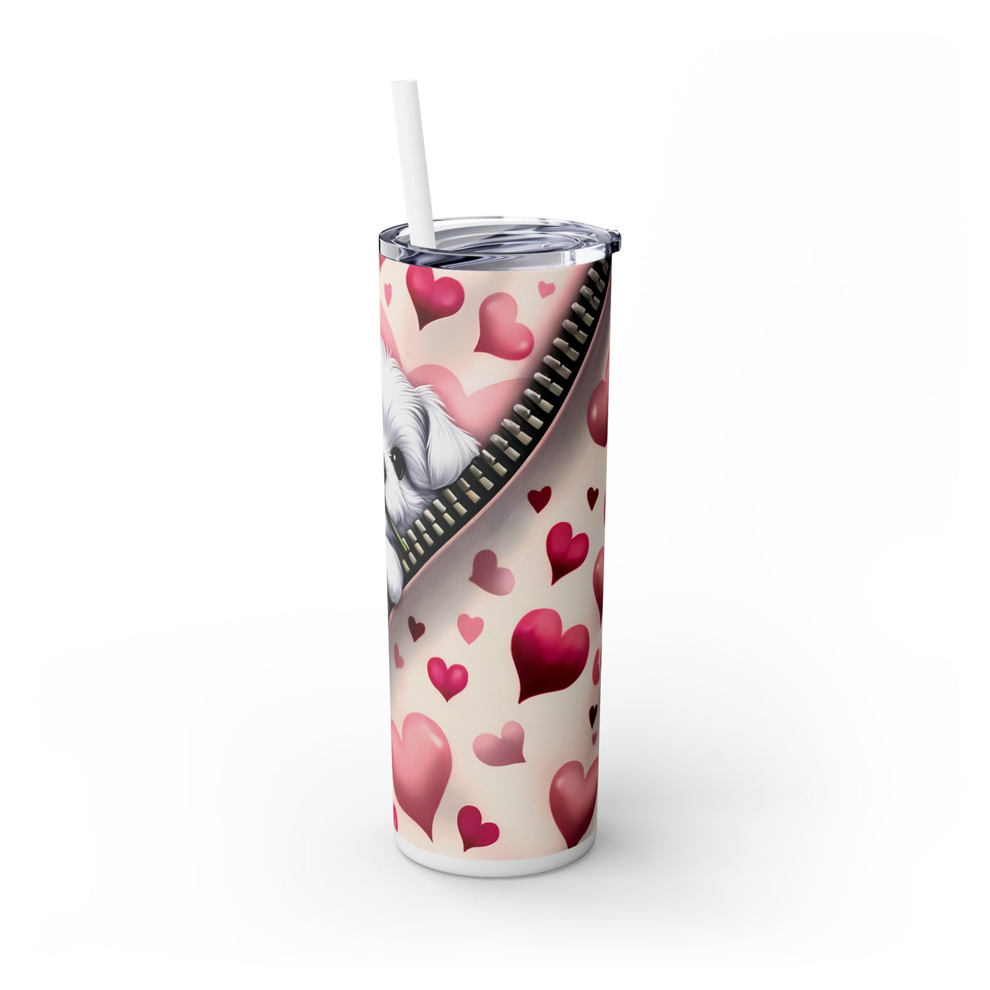 Skinny Tumbler with Straw, 20oz, Dog, Valentines Day, awd-912