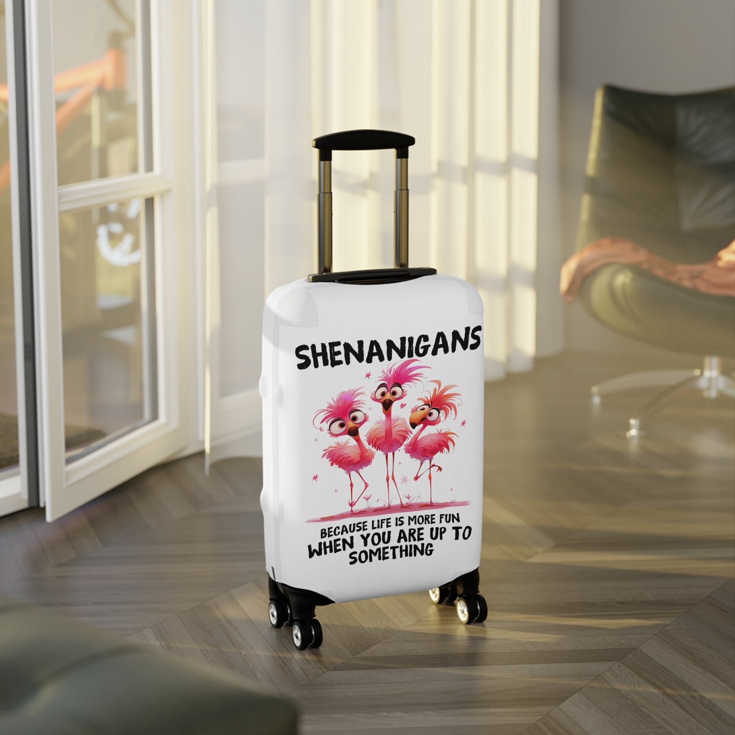 Luggage Cover, Flamingos, Shenanigans, awd-4001