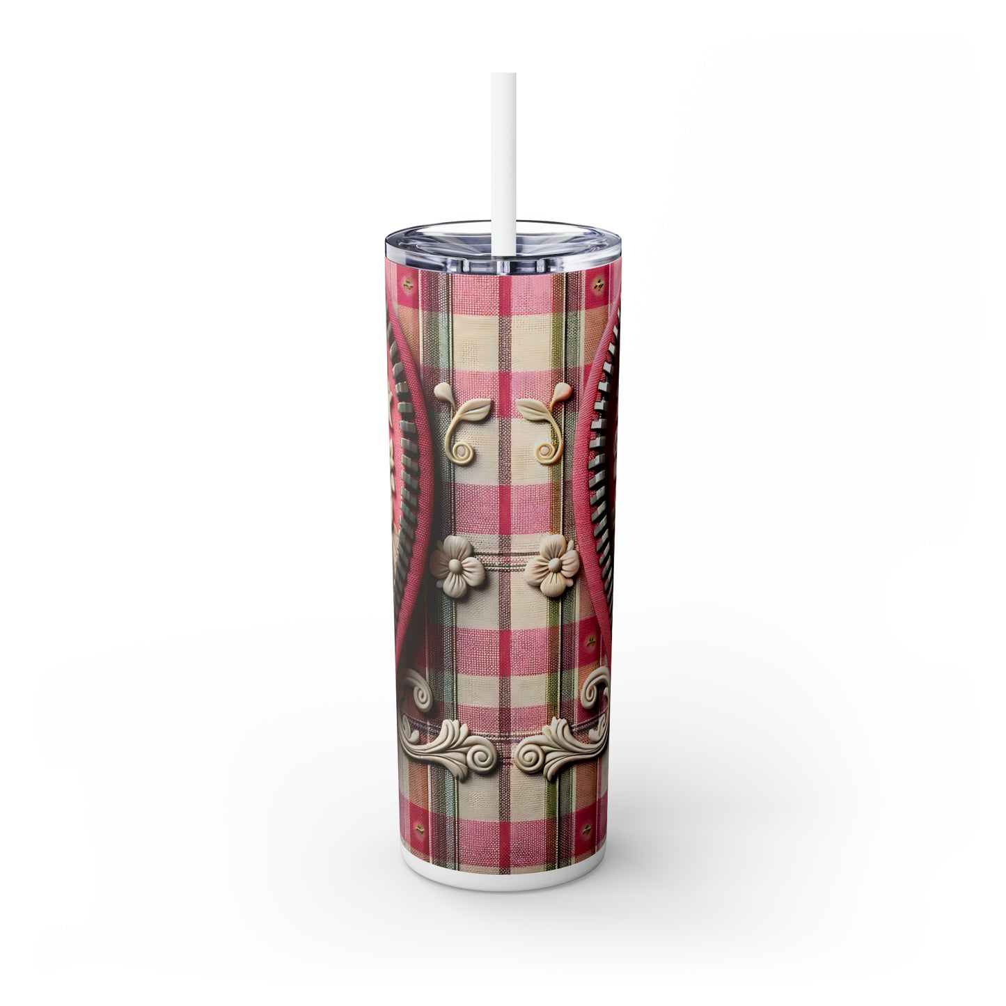 Skinny Tumbler with Straw, 20oz, Santa