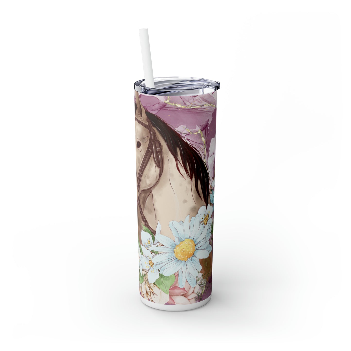 Skinny Tumbler with Straw, 20oz, Horse, awd-1357