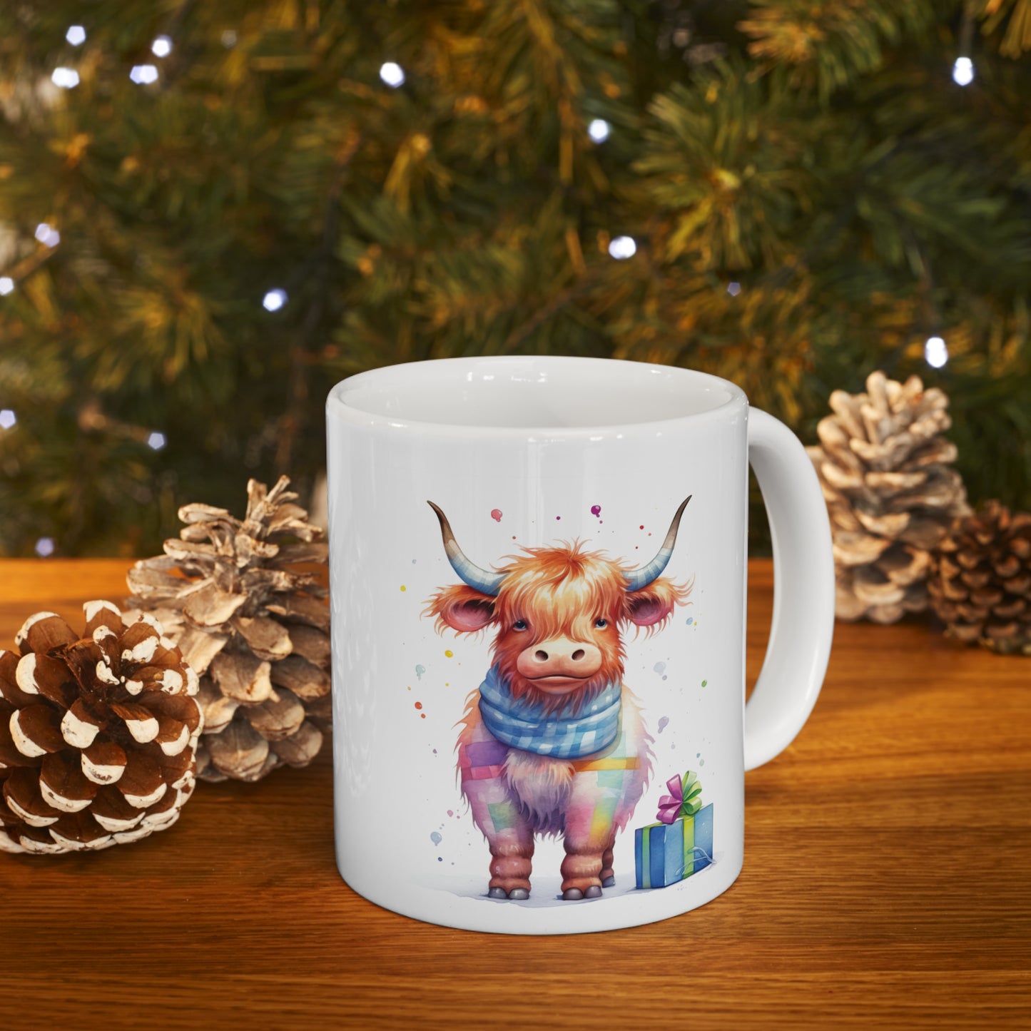 Personalised/Non Personalised Highland Cow, Ceramic Mug 11oz, Highland Cow Mug