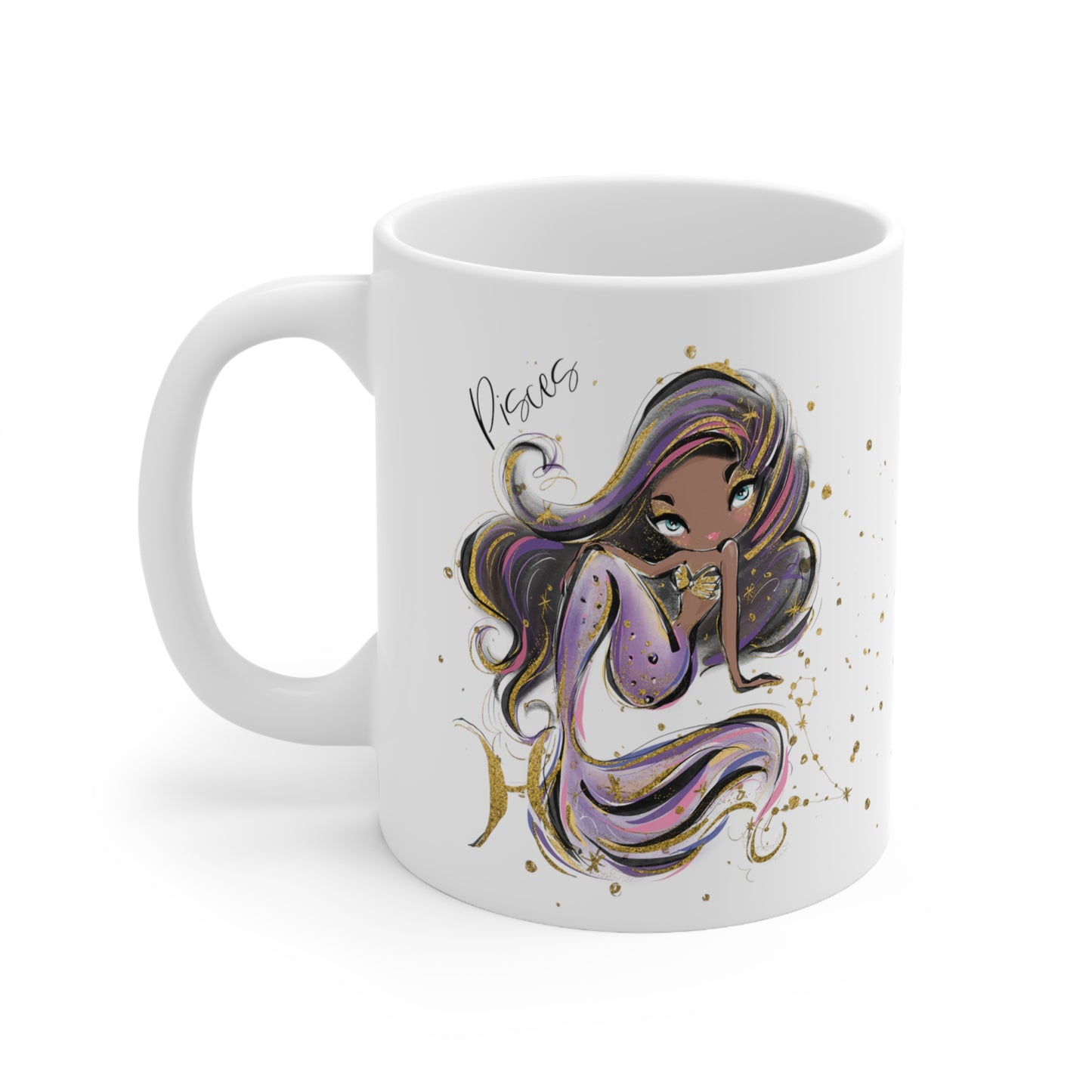 Personalised/Non Personalised Zodiac Sign, Pisces, Ceramic Mug 11oz