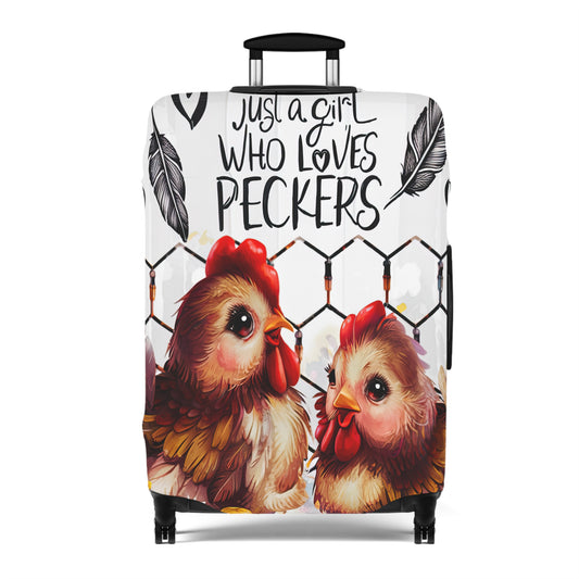 Luggage Cover, Chickens, Just a girl who loves Peckers awd-1474