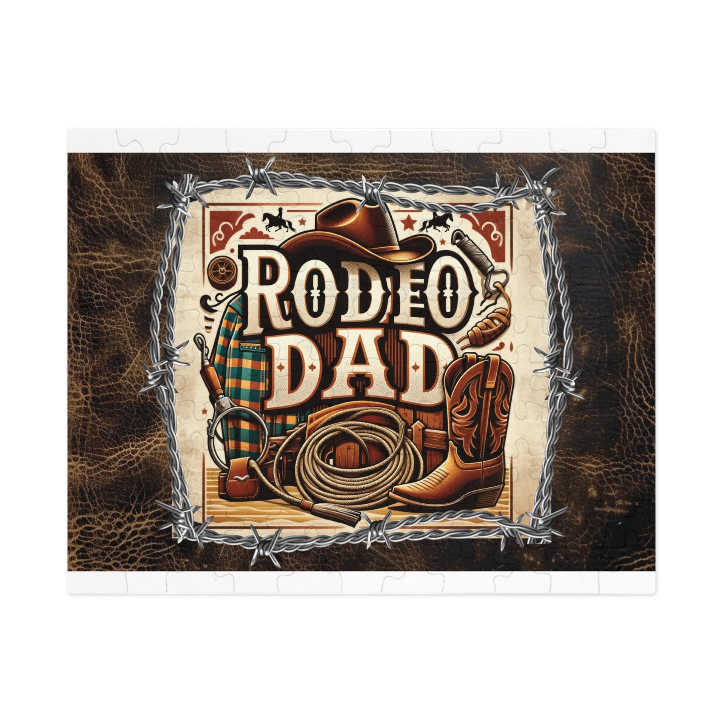 Puzzle, Western, Rodeo Dad, Personalised/Non-Personalised (30, 110, 252, 500,1000-Piece) awd-610