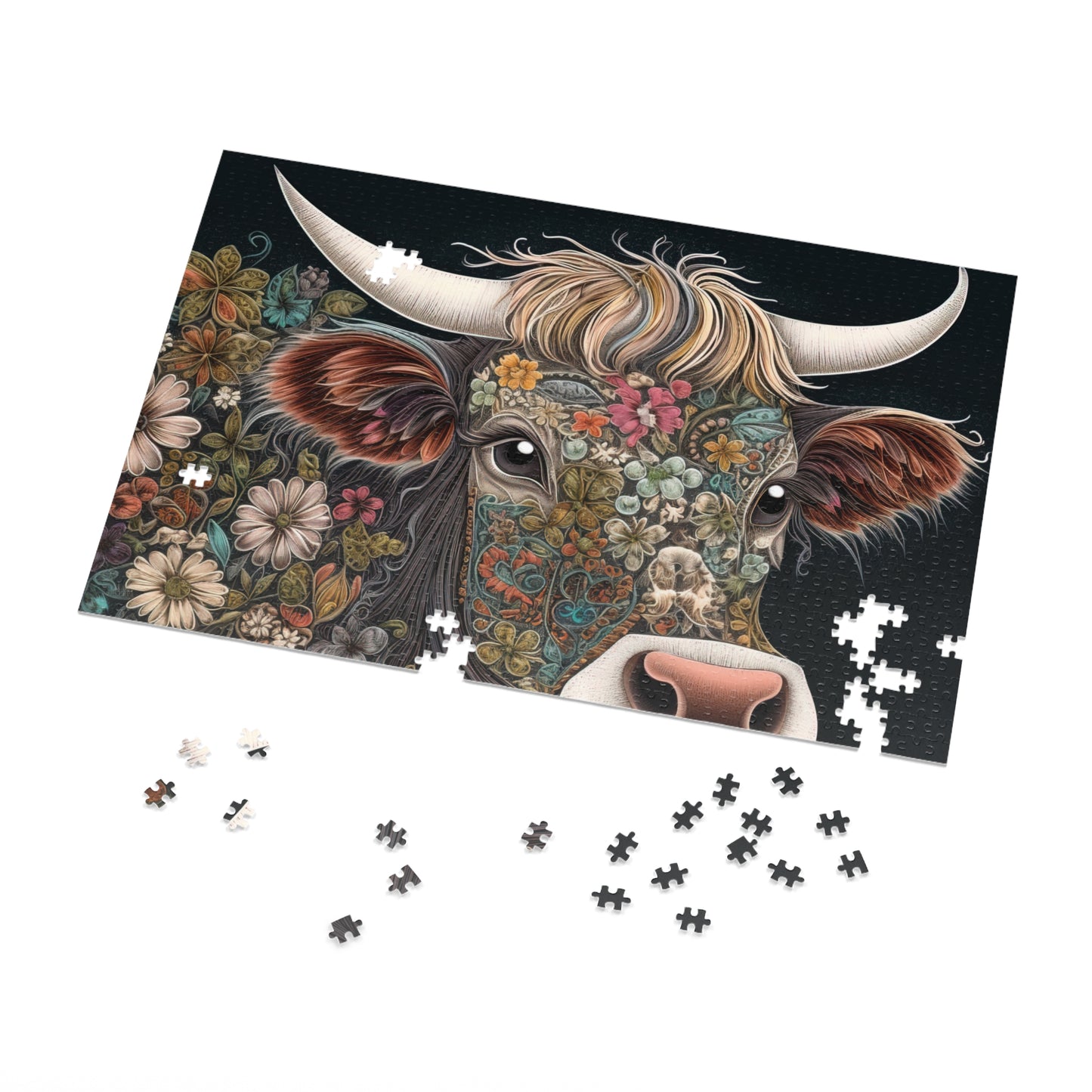 Jigsaw Puzzle, Highland Cow, Personalised/Non-Personalised (30, 110, 252, 500,1000-Piece)