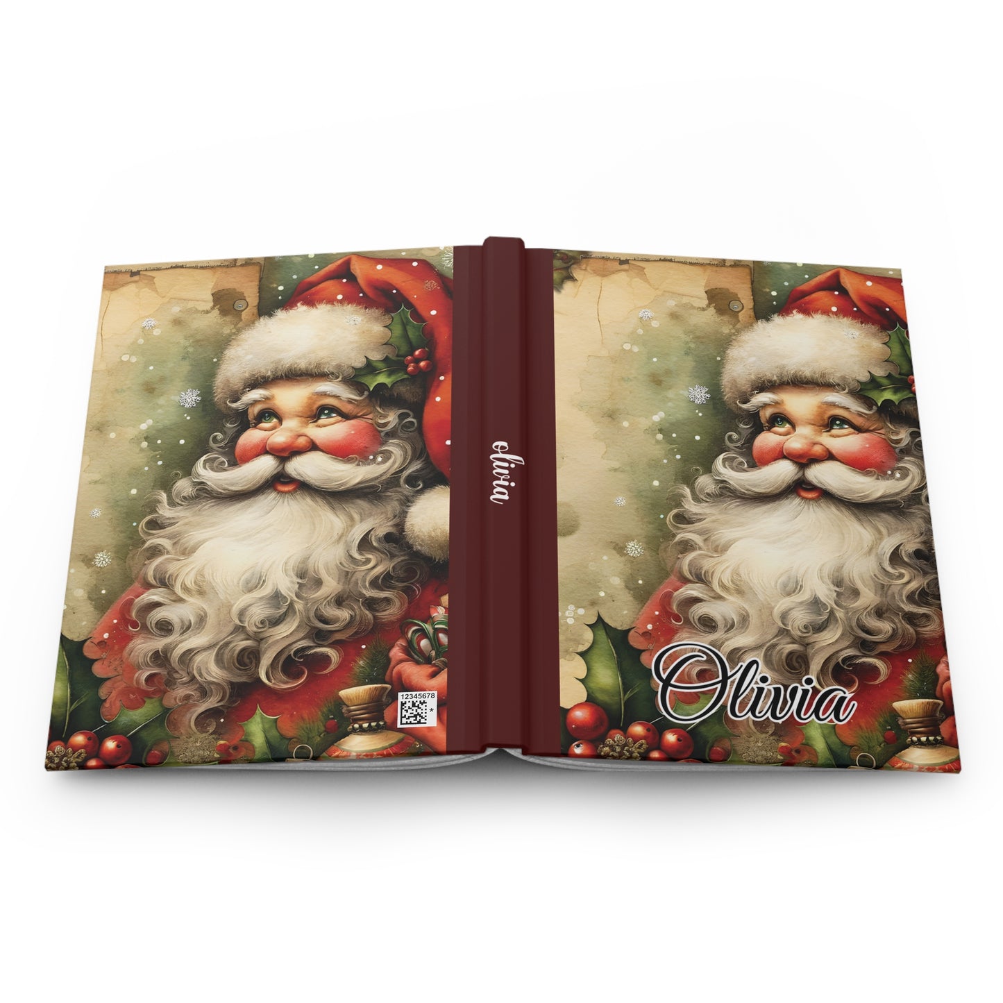 Personalised Hardcover Journal Matte, Christmas, Santa, awd-1478