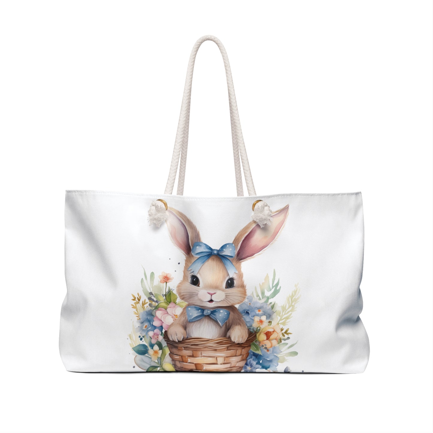 Personalised/Non-Personalised Weekender Bag, Easter Bunny, Rabbit, Large Weekender Bag, Beach Bag, Book Bag