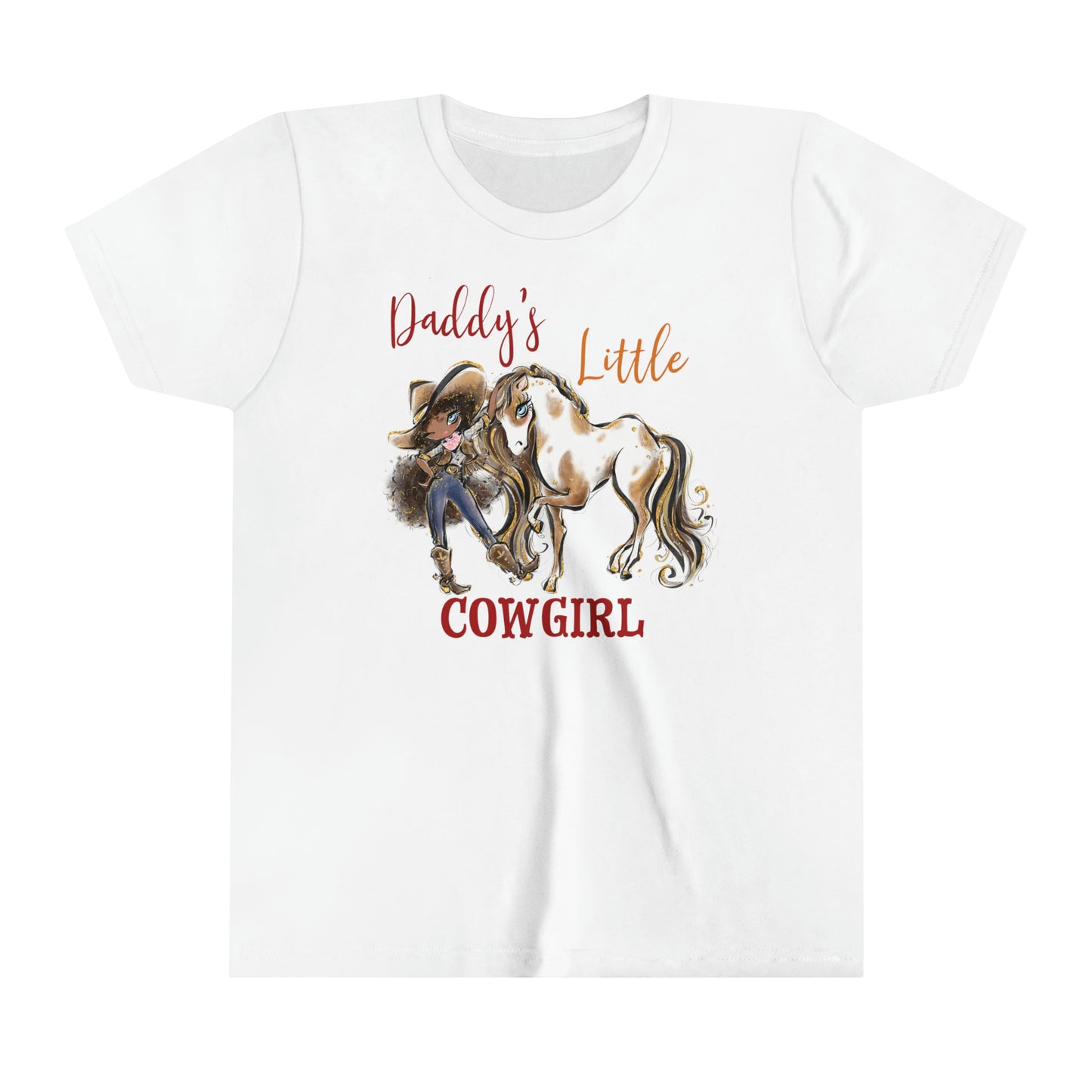 Youth Short Sleeve Tee, Daddy's Little Cowgirl, Country and Western T-Shirt