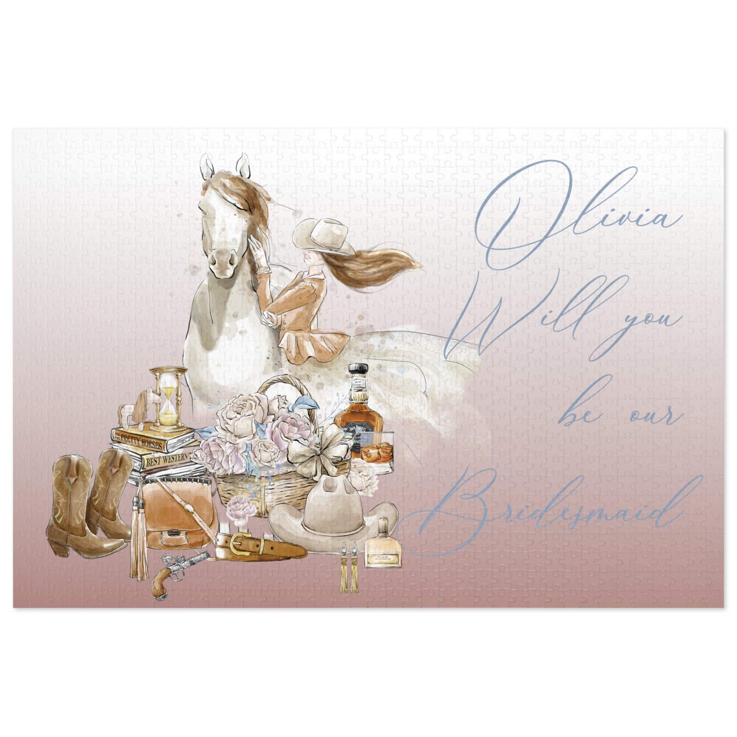 Jigsaw Puzzle, Western, Romance Floral, Bridal, Will you be our Bridesmaid, Personalised/Non-Personalised (30, 110, 252, 500,1000-Piece)