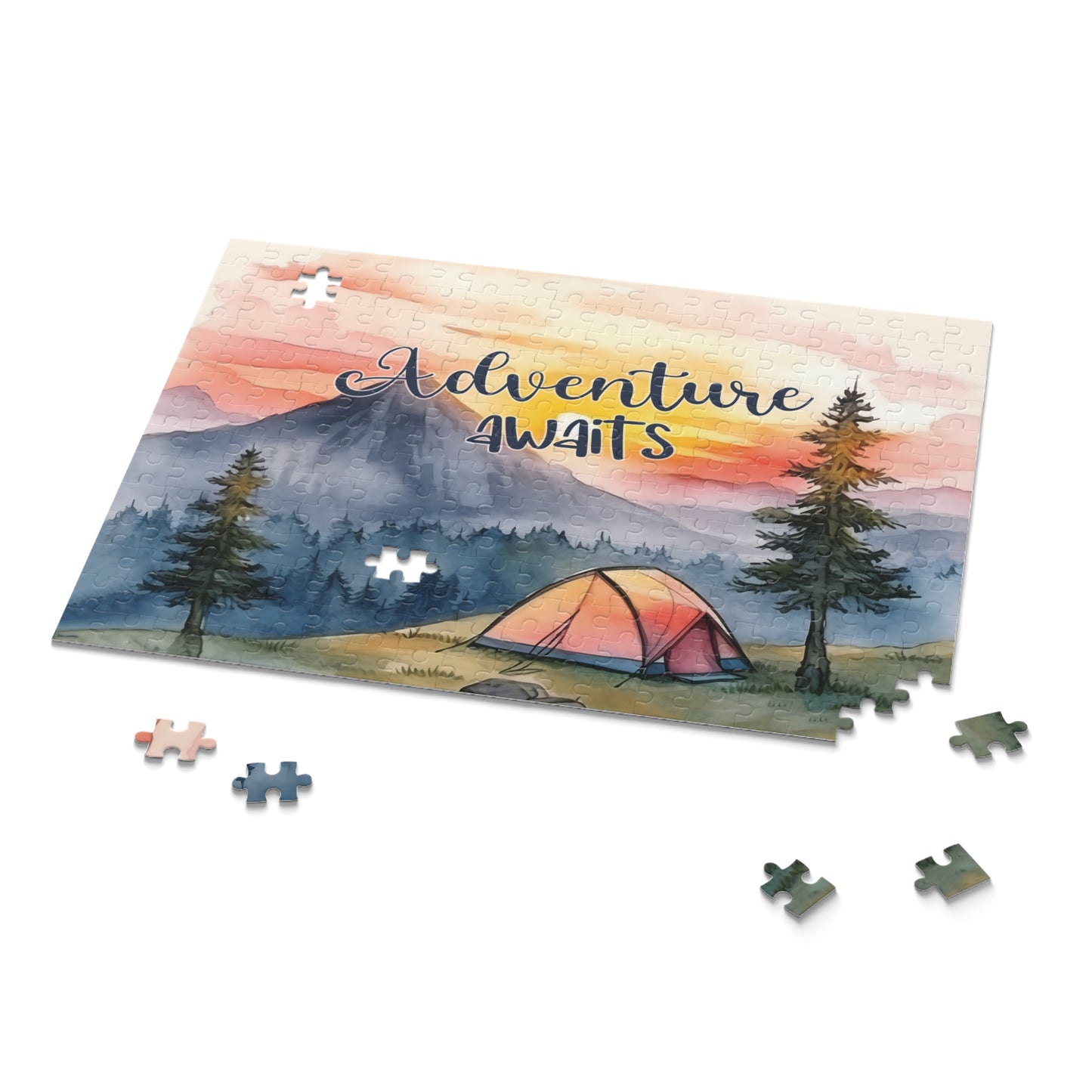 Personalised/Non-Personalised Puzzle, Camping, Adventure Awaits (120, 252, 500-Piece)