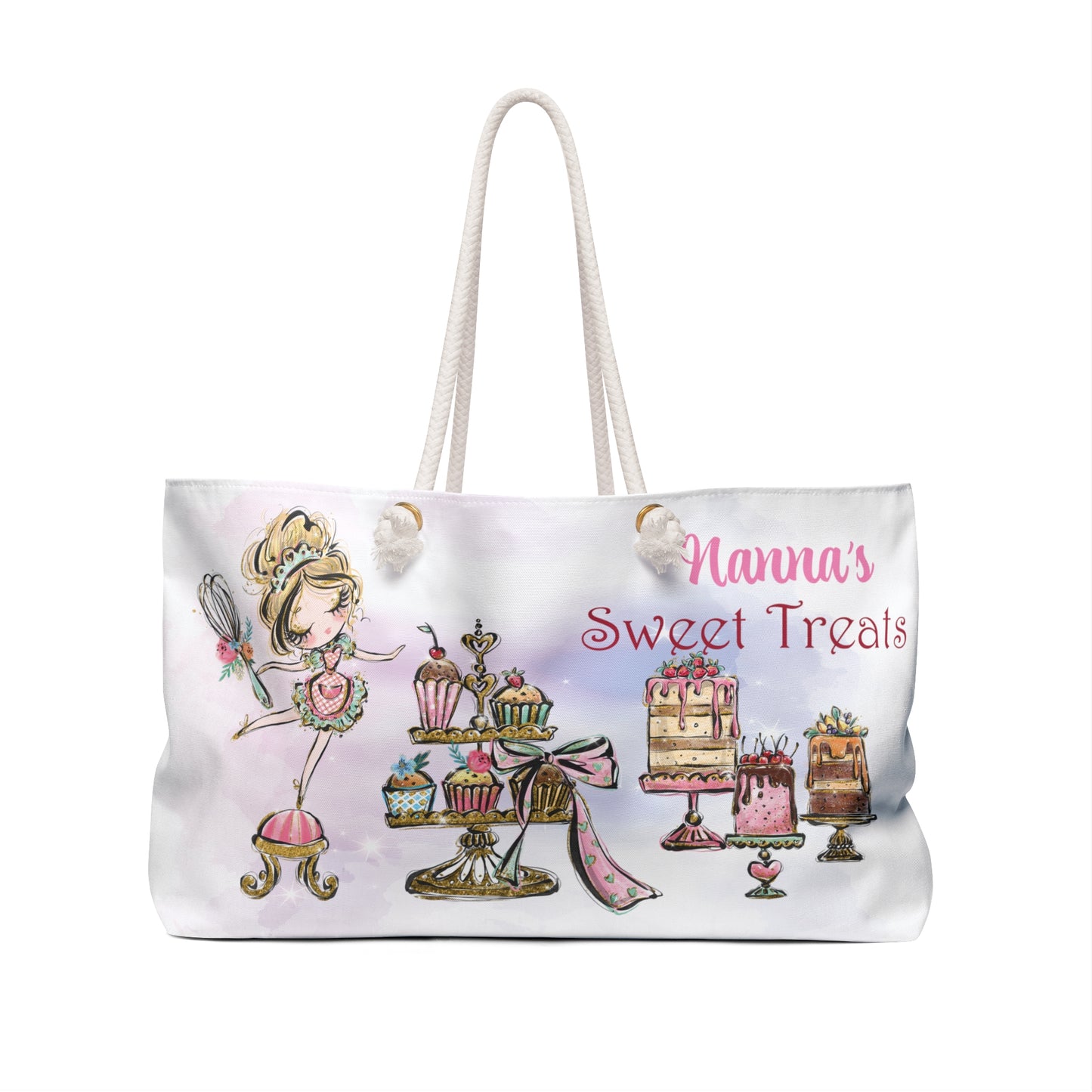 Personalised/Non-Personalised Weekender Bag, Grandma's/Nanna's Sweet Treats, Large Weekender Bag, Beach Bag, Book Bag