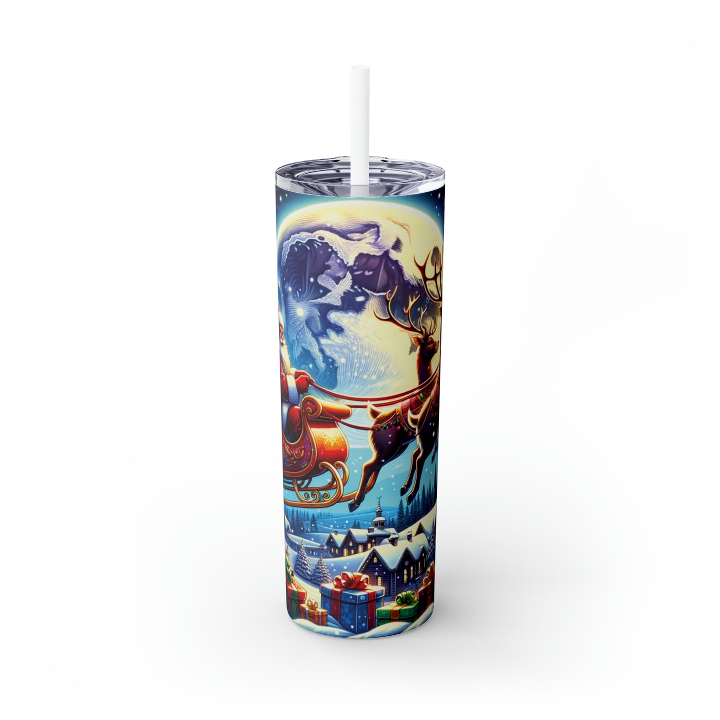 Skinny Tumbler with Straw, 20oz, Christmas, awd-367