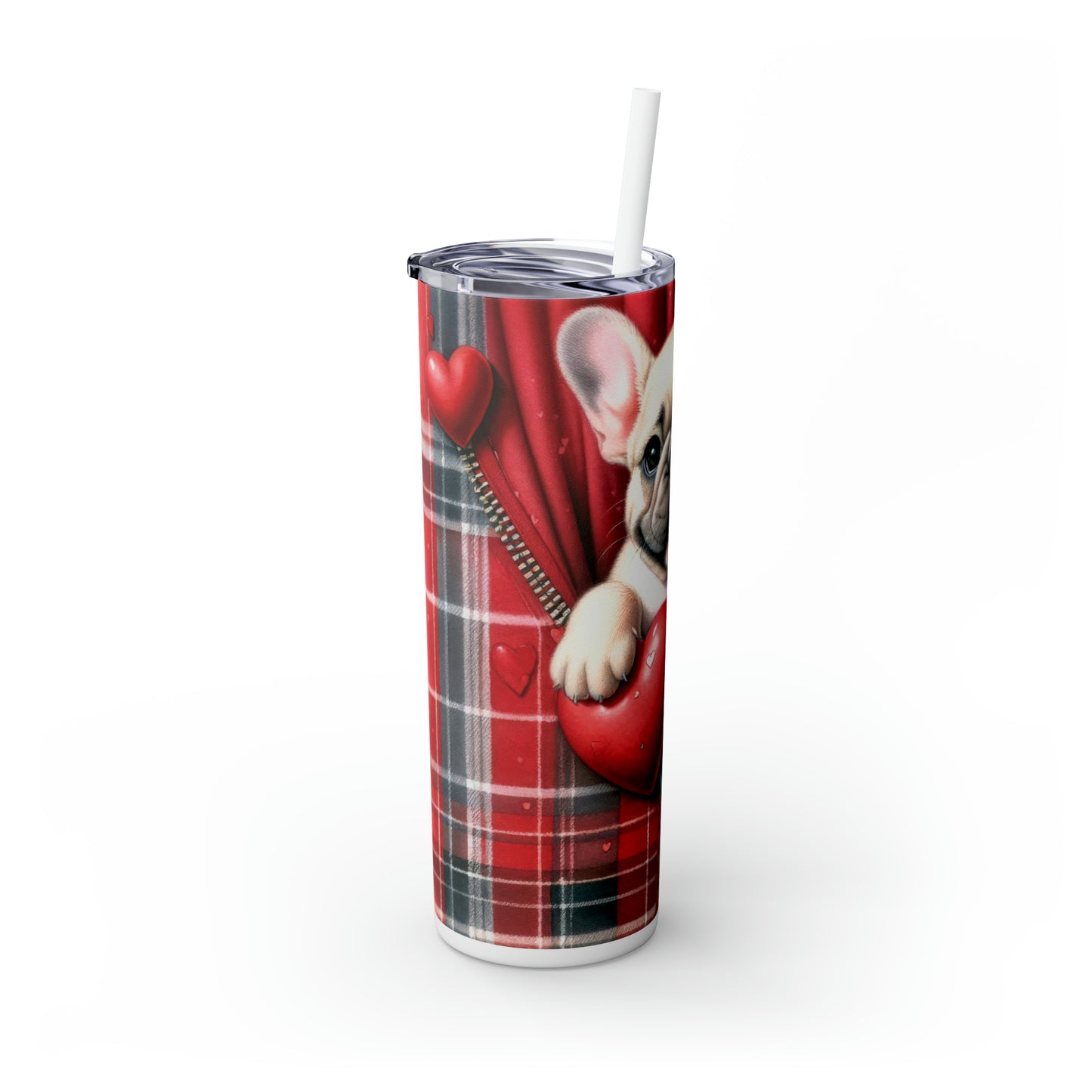 Skinny Tumbler with Straw, 20oz, Dog, Valentines Day, awd-837