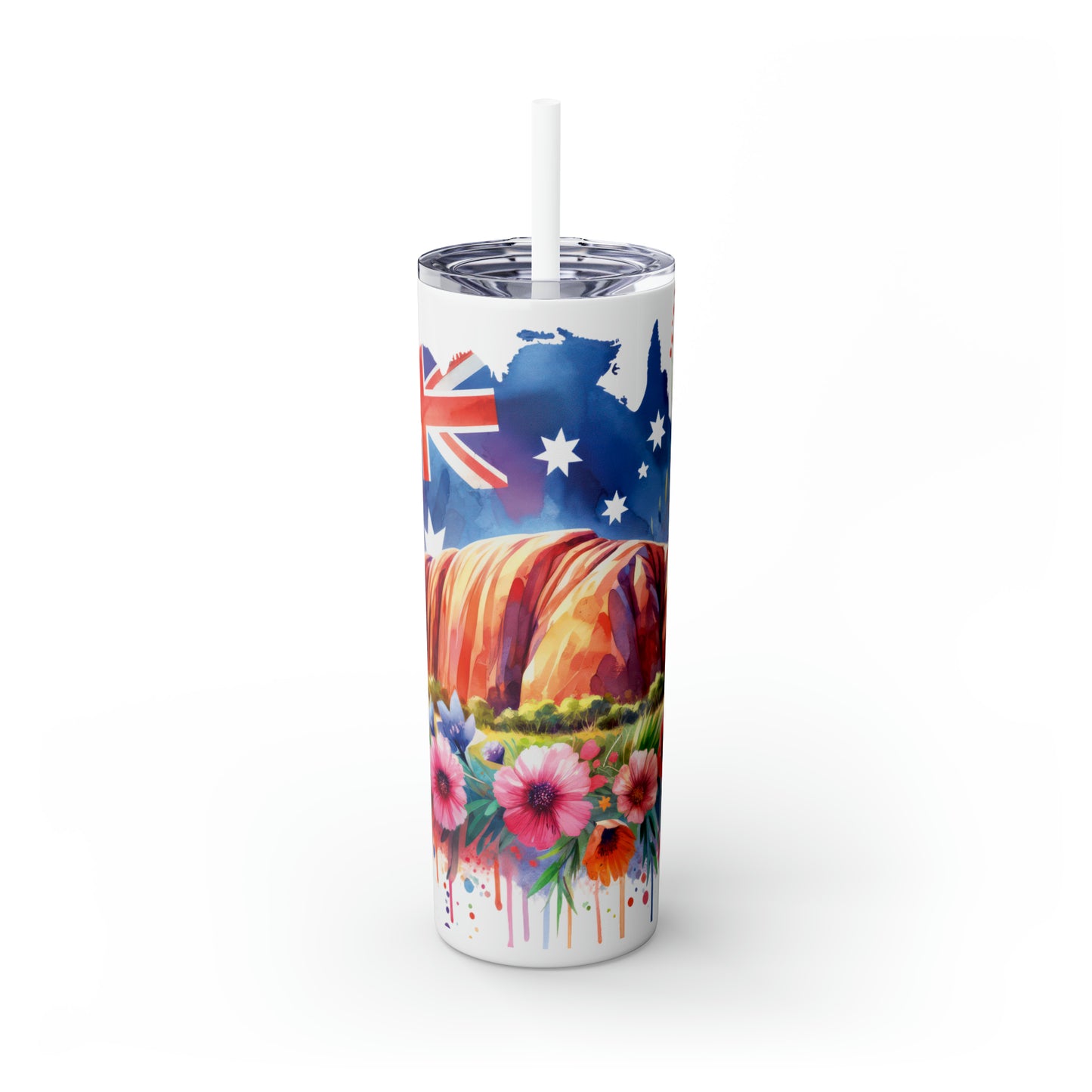 Skinny Tumbler with Straw, 20oz, Australia, Uluru, Ayers Rock