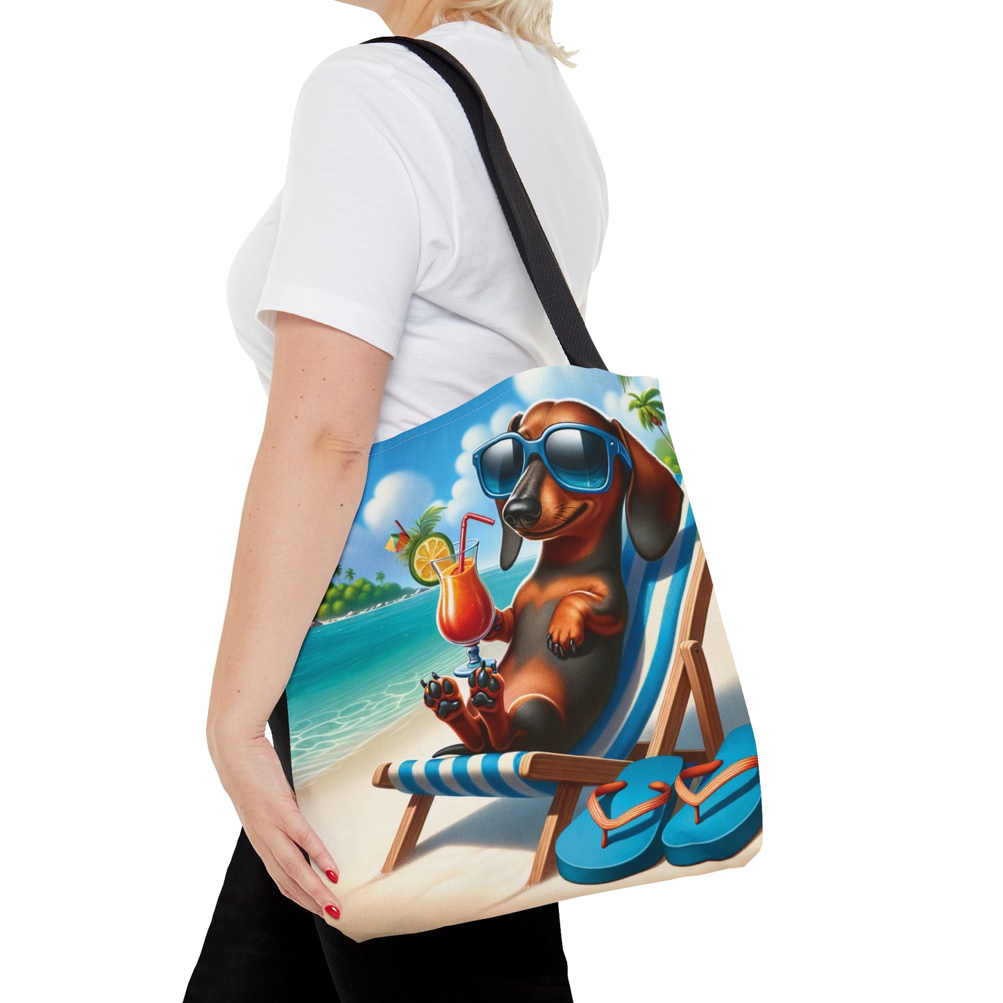 Tote Bag, Dog on Beach, Dachshund, Tote bag, awd-1208