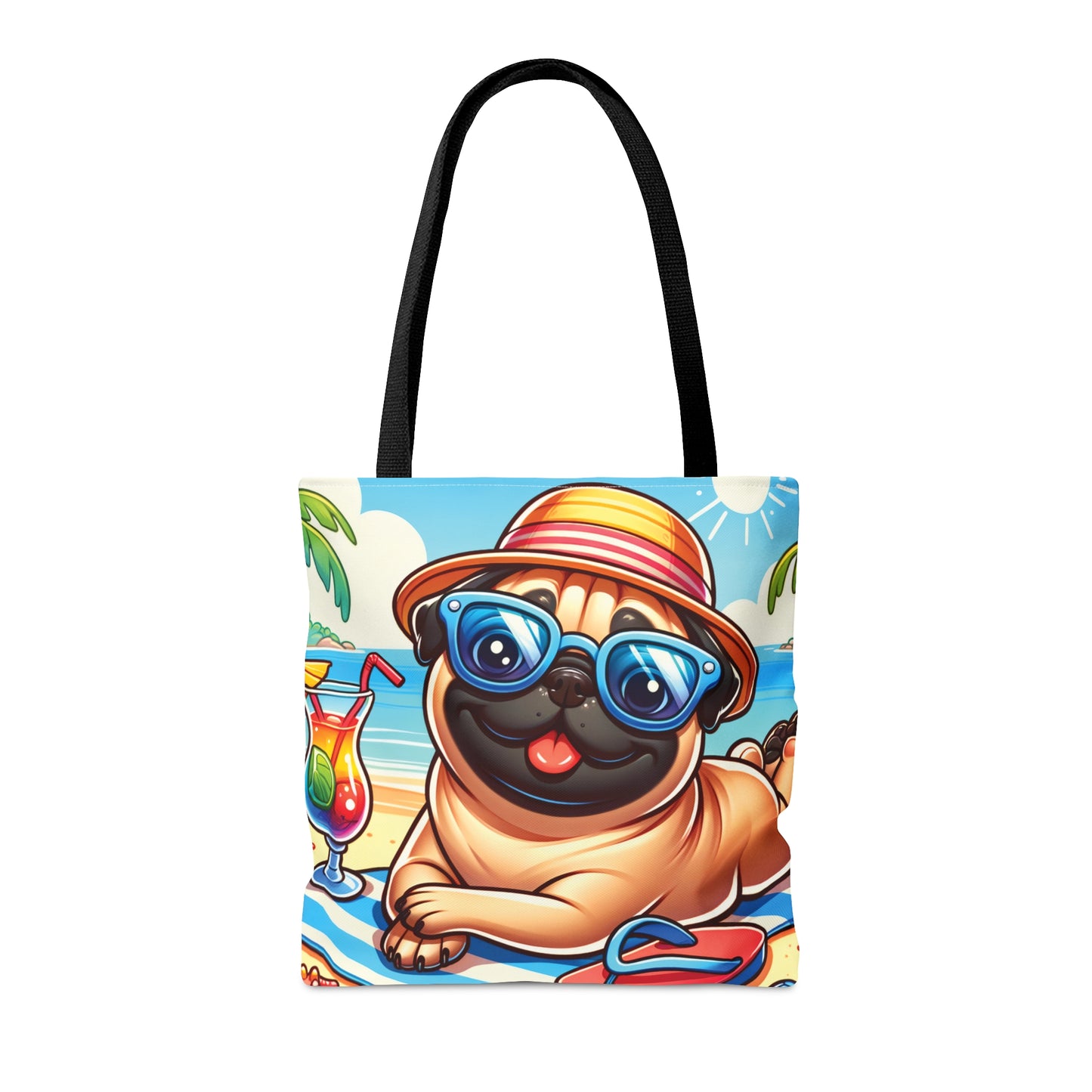 Tote Bag, Dog on Beach,Pug, Tote bag,  awd-1238