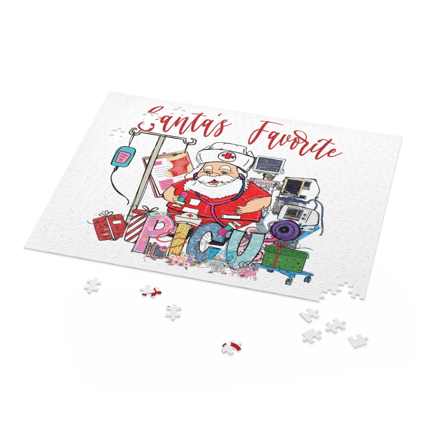 Personalised/Non-Personalised Puzzle, Santa's Favorite PICU Nurse (120, 252, 500-Piece)