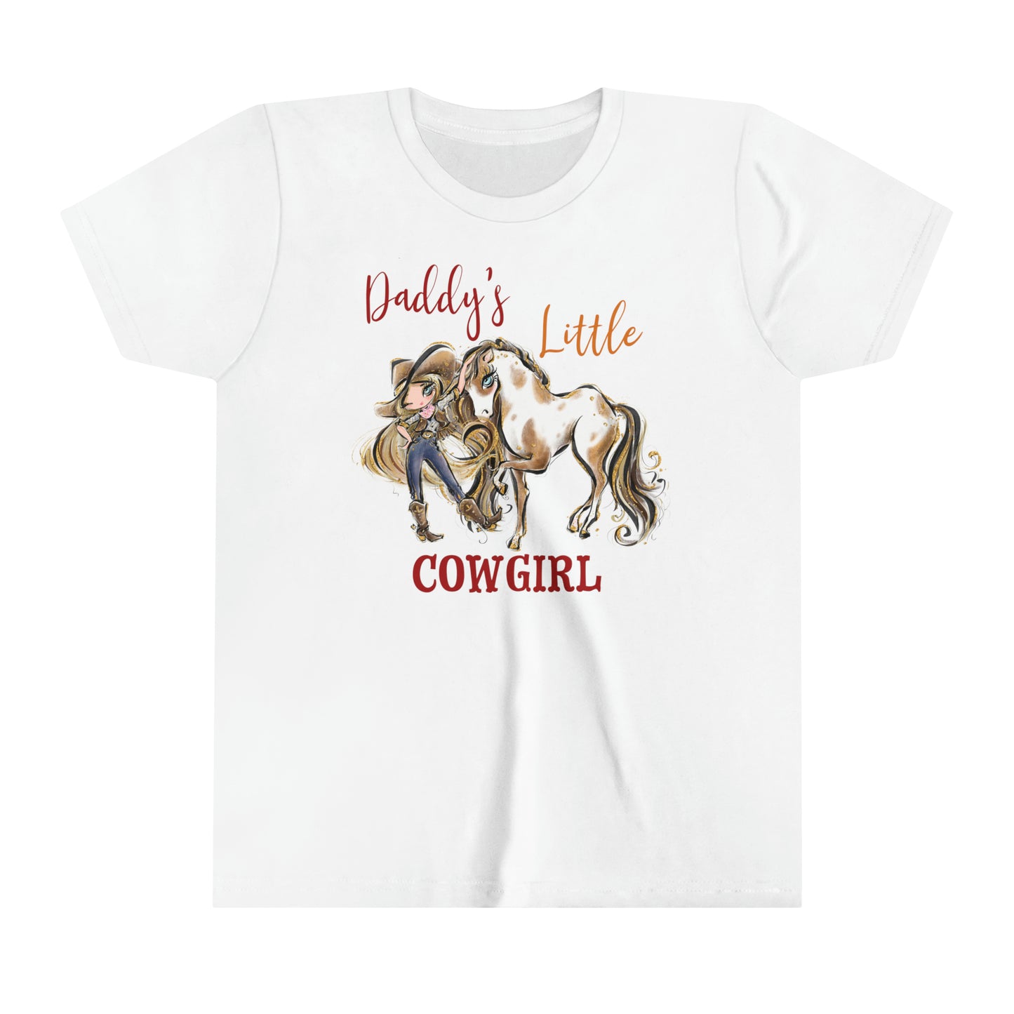 Youth Short Sleeve Tee, Daddy's Little Cowgirl, Country and Western T-Shirt