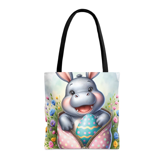 Tote Bag, Easter, Cute Hippo with Bunny ears, Personalised/Non-Personalised Tote bag