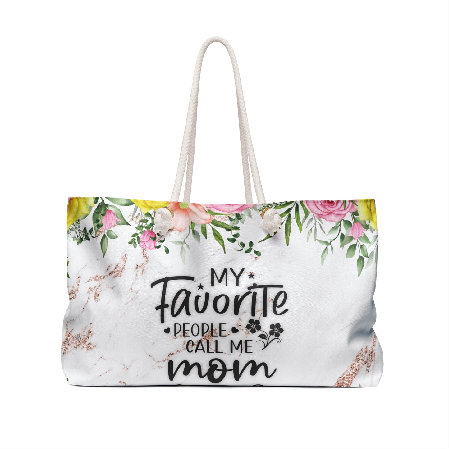 Personalised/Non-Personalised Weekender Bag, My Favorite People call me Mom, Large Weekender Bag, Beach Bag, Book Bag