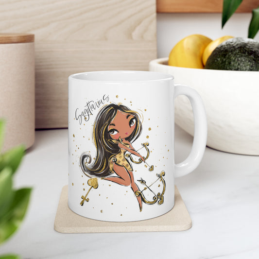 Personalised/Non Personalised Zodiac Sign, Sagittarius, Ceramic Mug 11oz