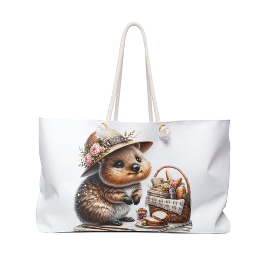 Personalised/Non-Personalised Weekender Bag, Australian Animals, Quokka, Large Weekender Bag, Beach Bag, Book Bag