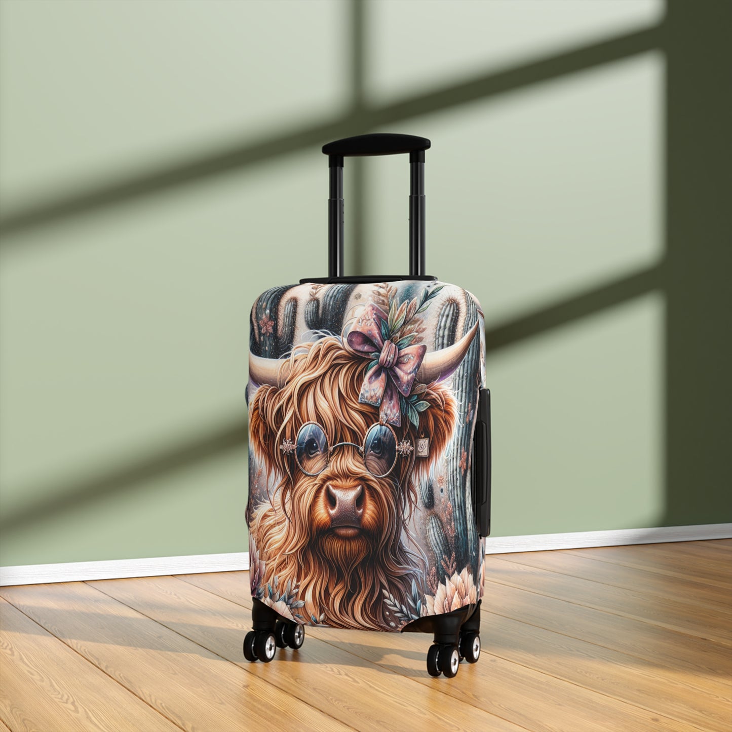 Luggage Cover, Highland Cow, Cactus, awd-1420