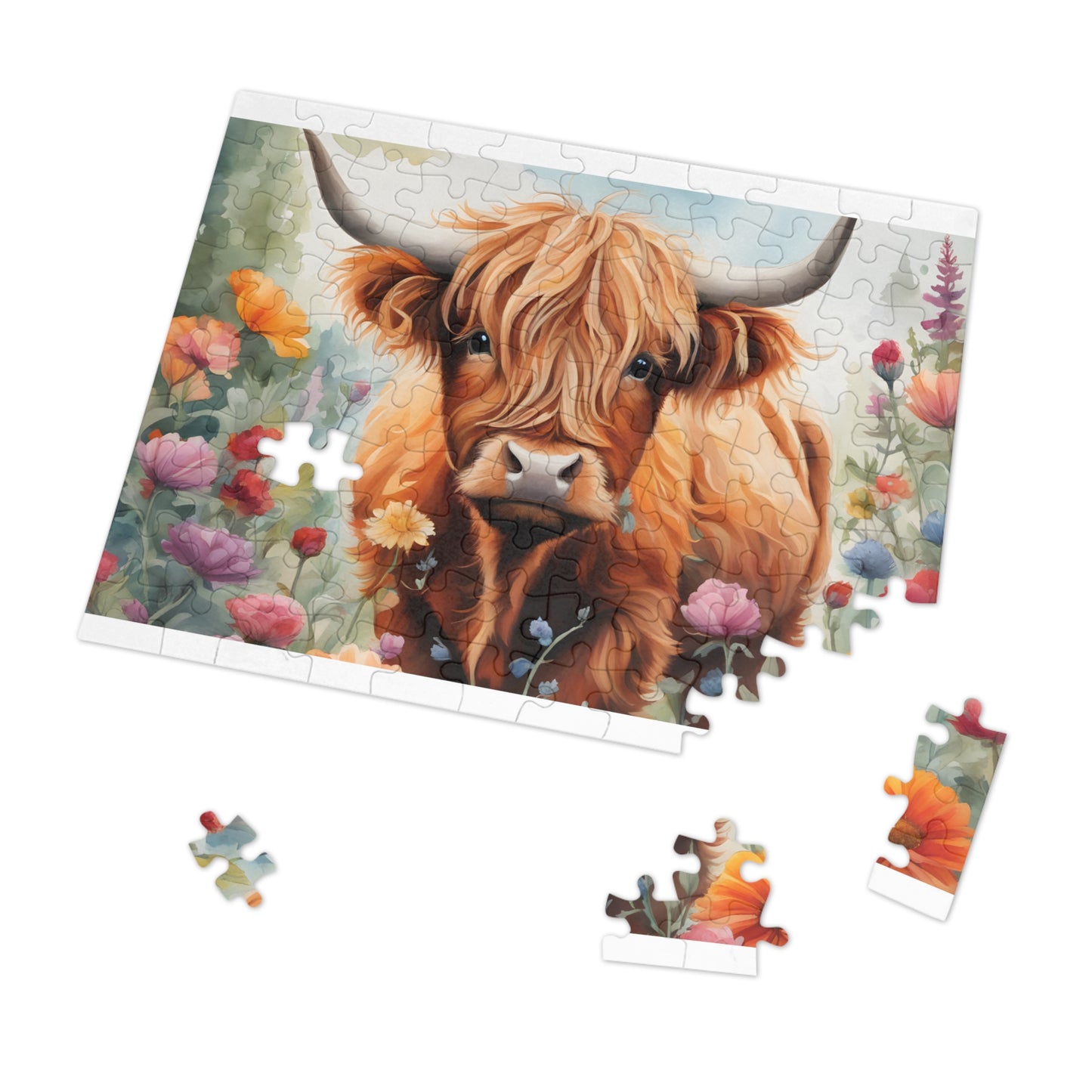 Puzzle, Highland Cow, Personalised/Non-Personalised (30, 110, 252, 500,1000-Piece) awd-642