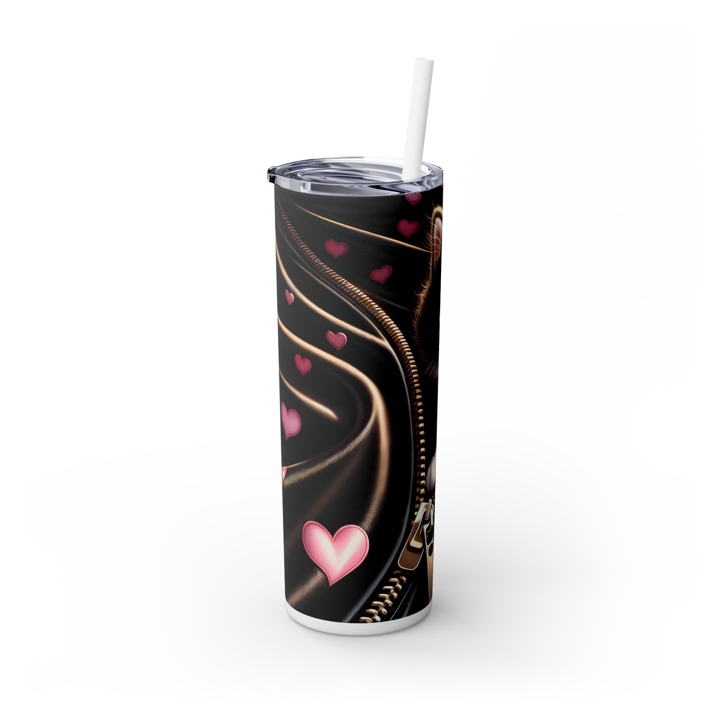 Skinny Tumbler with Straw, 20oz, Cat, Valentines Day, awd-928