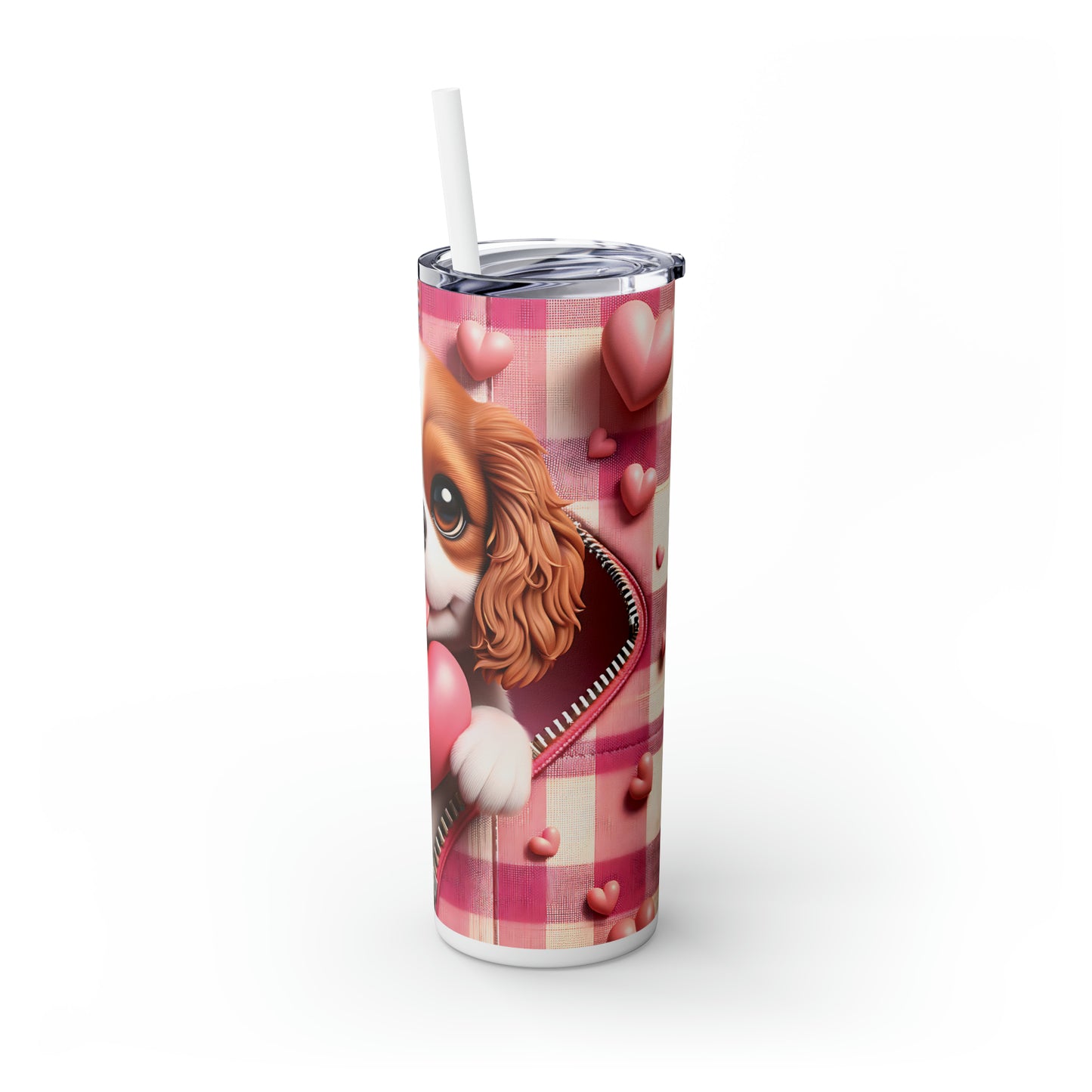 Skinny Tumbler with Straw, 20oz, Dog, Valentines Day, awd-1149