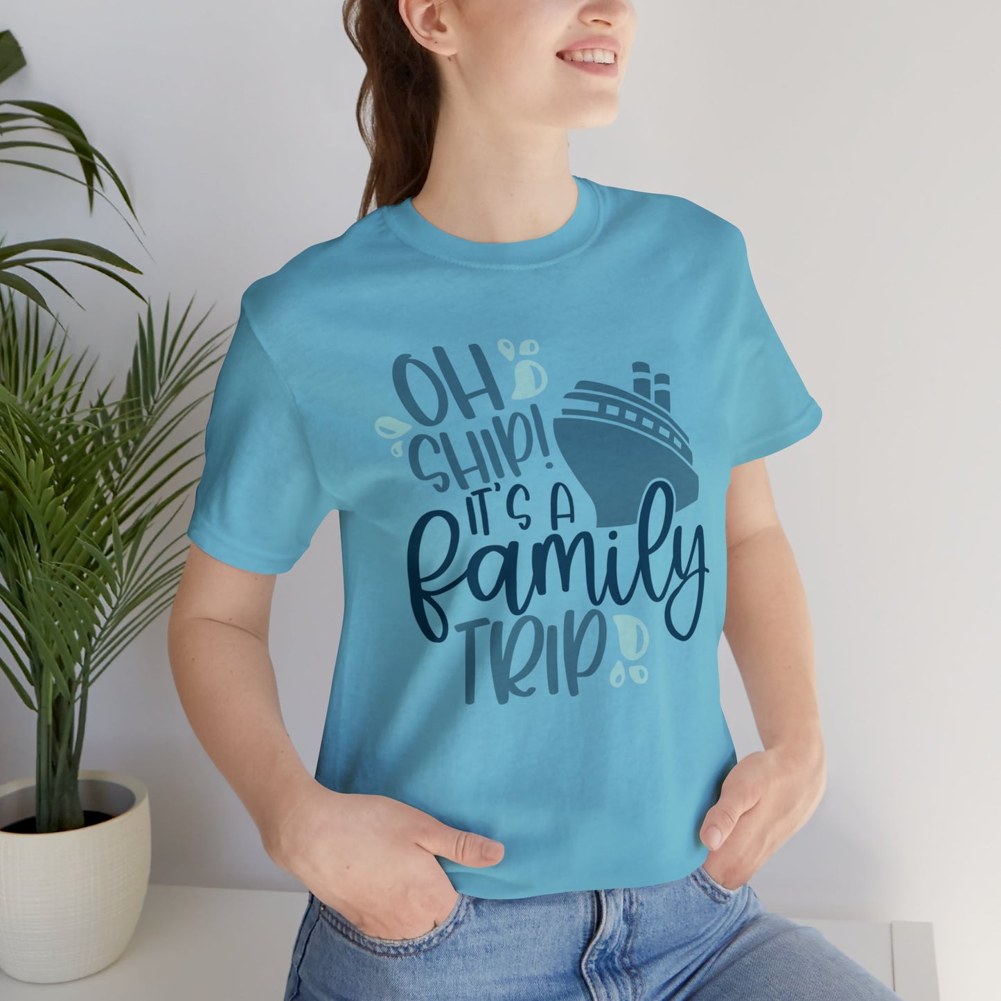 Unisex Adults Jersey Short Sleeve Tee, Cruise Tee, Og Ship it's a Family Trip, 100% Cotton, Light Fabric 142 g/m²