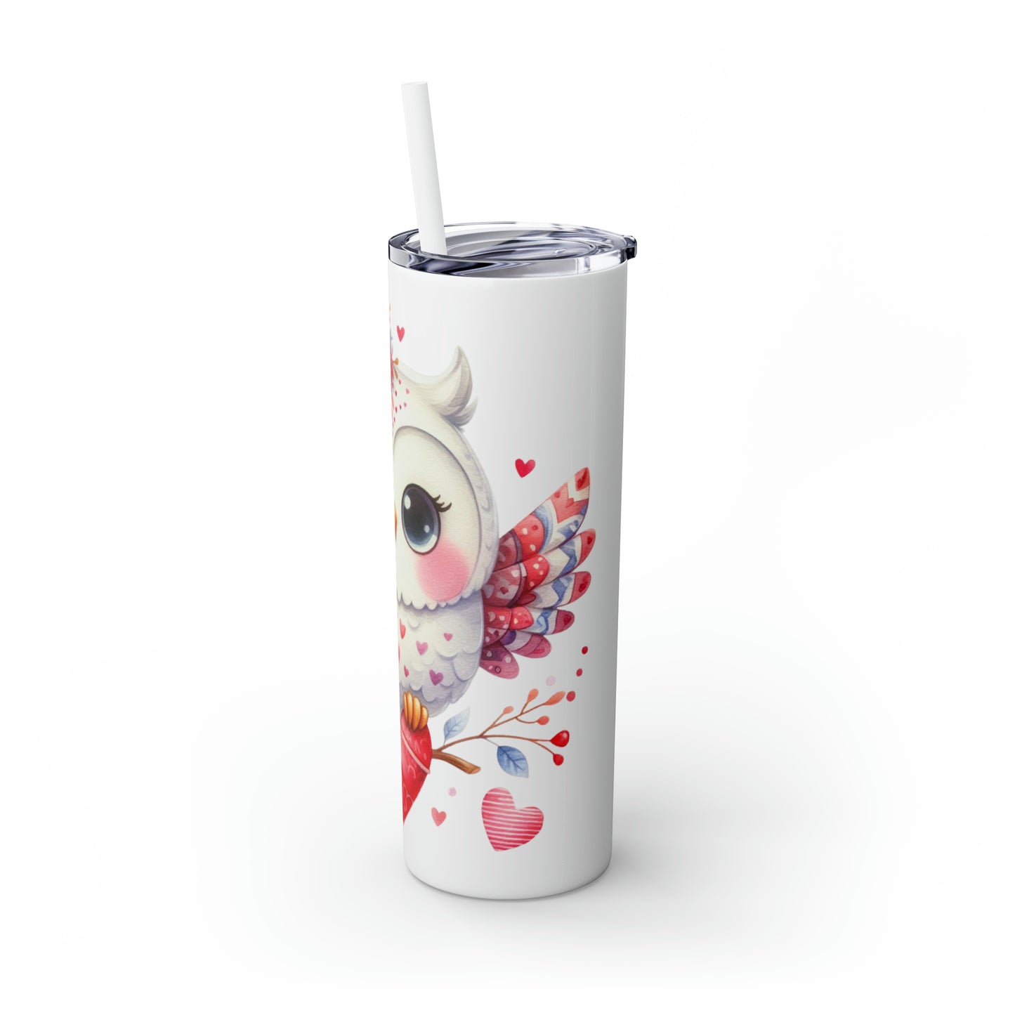 Skinny Tumbler with Straw, 20oz, Owl