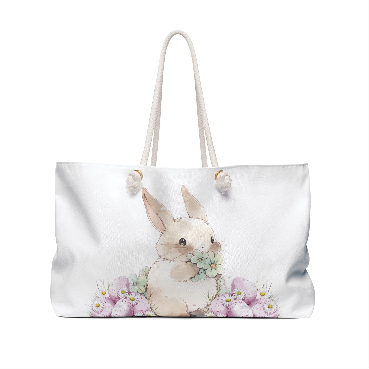 Personalised/Non-Personalised Weekender Bag, Easter Bunny, Rabbit, Large Weekender Bag, Beach Bag, Book Bag