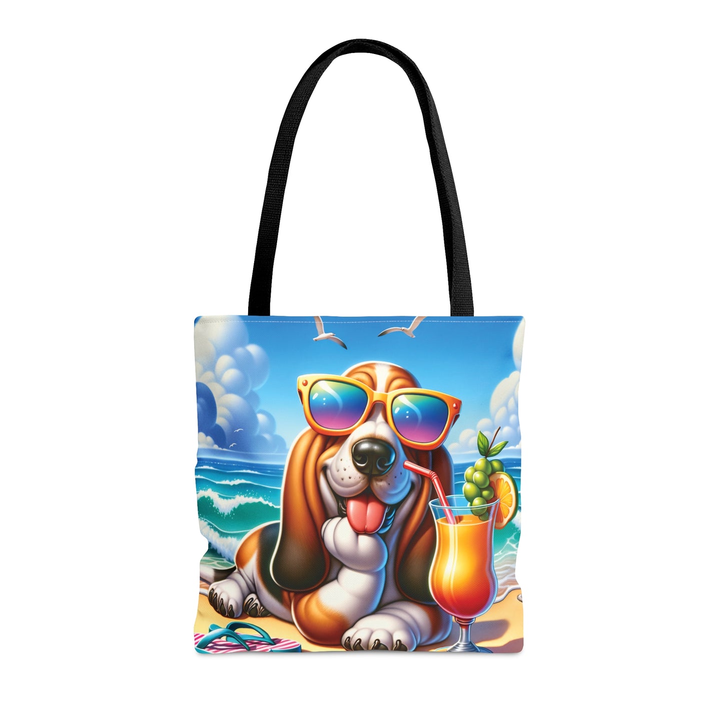 Tote Bag, Dog on Beach, Basset hound, Tote bag, awd-1110