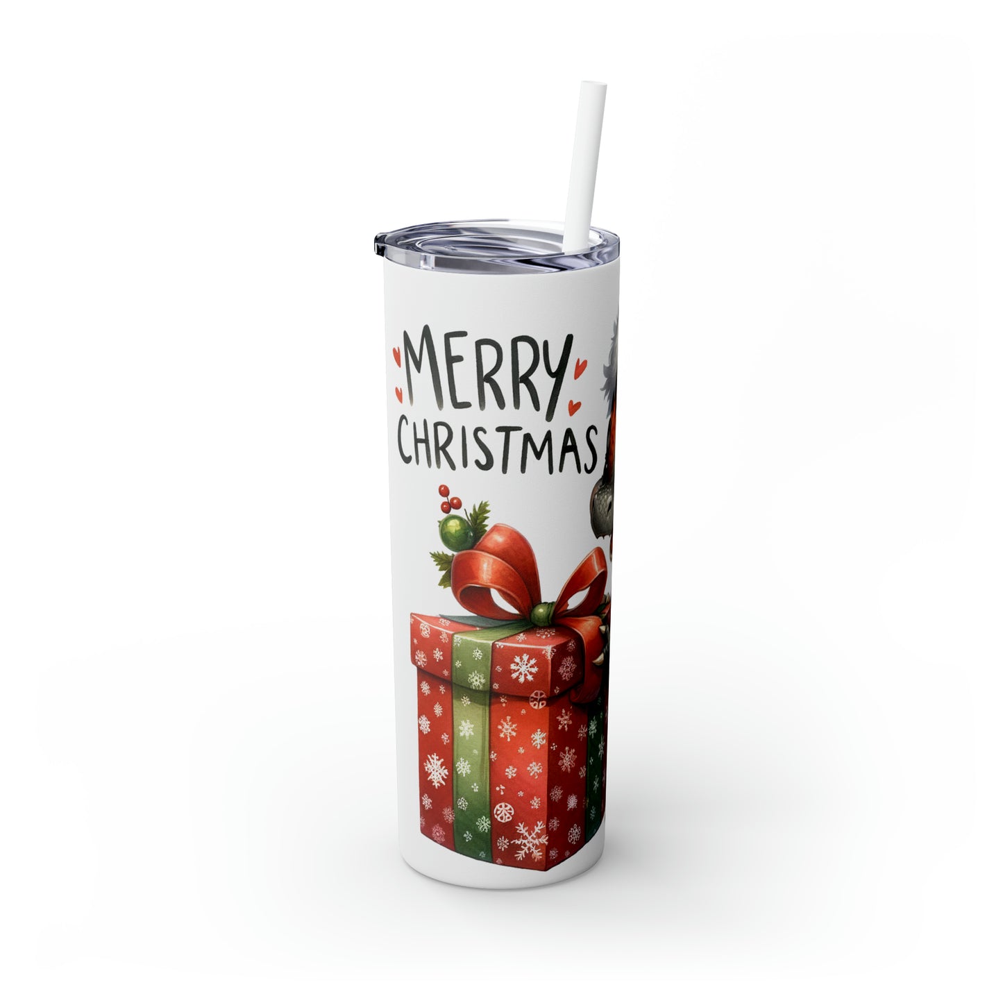 Skinny Tumbler with Straw, 20oz, Christmas Dragon, awd-246