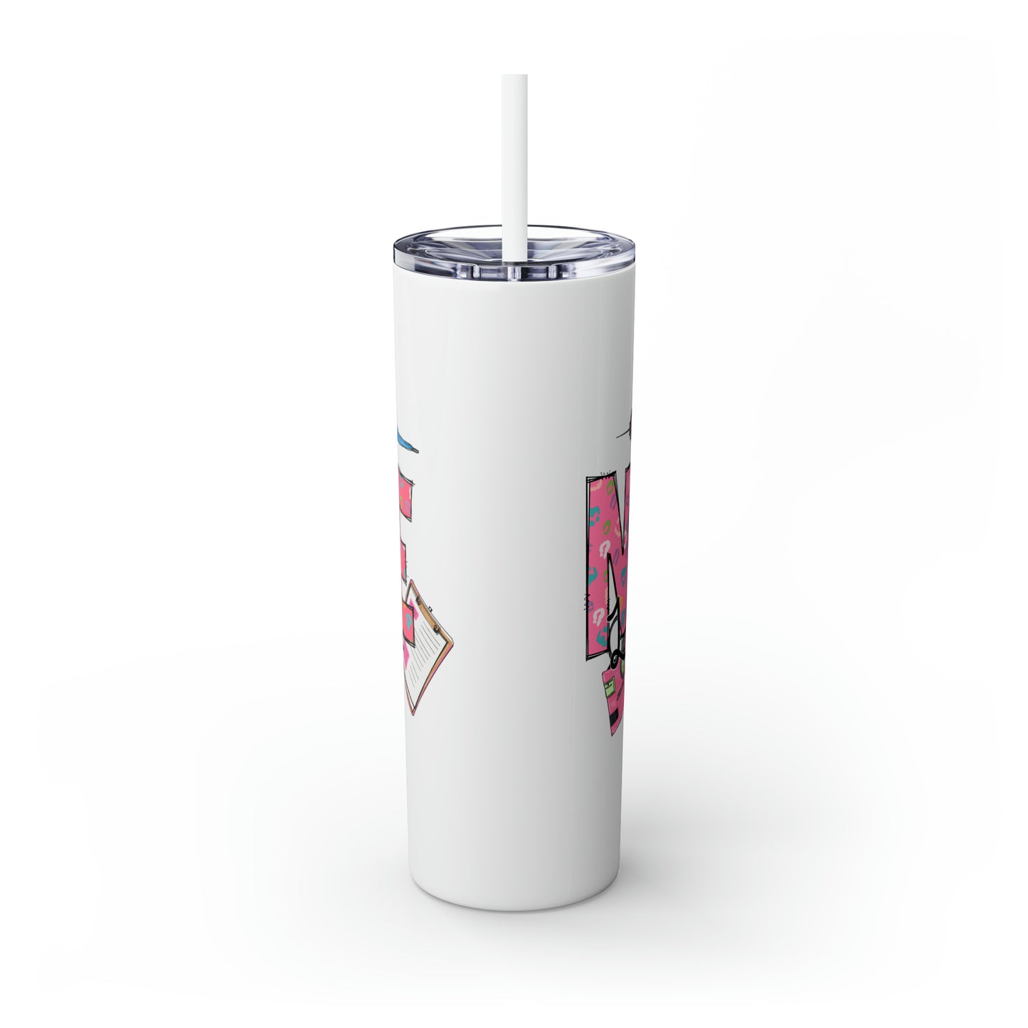 Skinny Tumbler with Straw, 20oz, Nurse