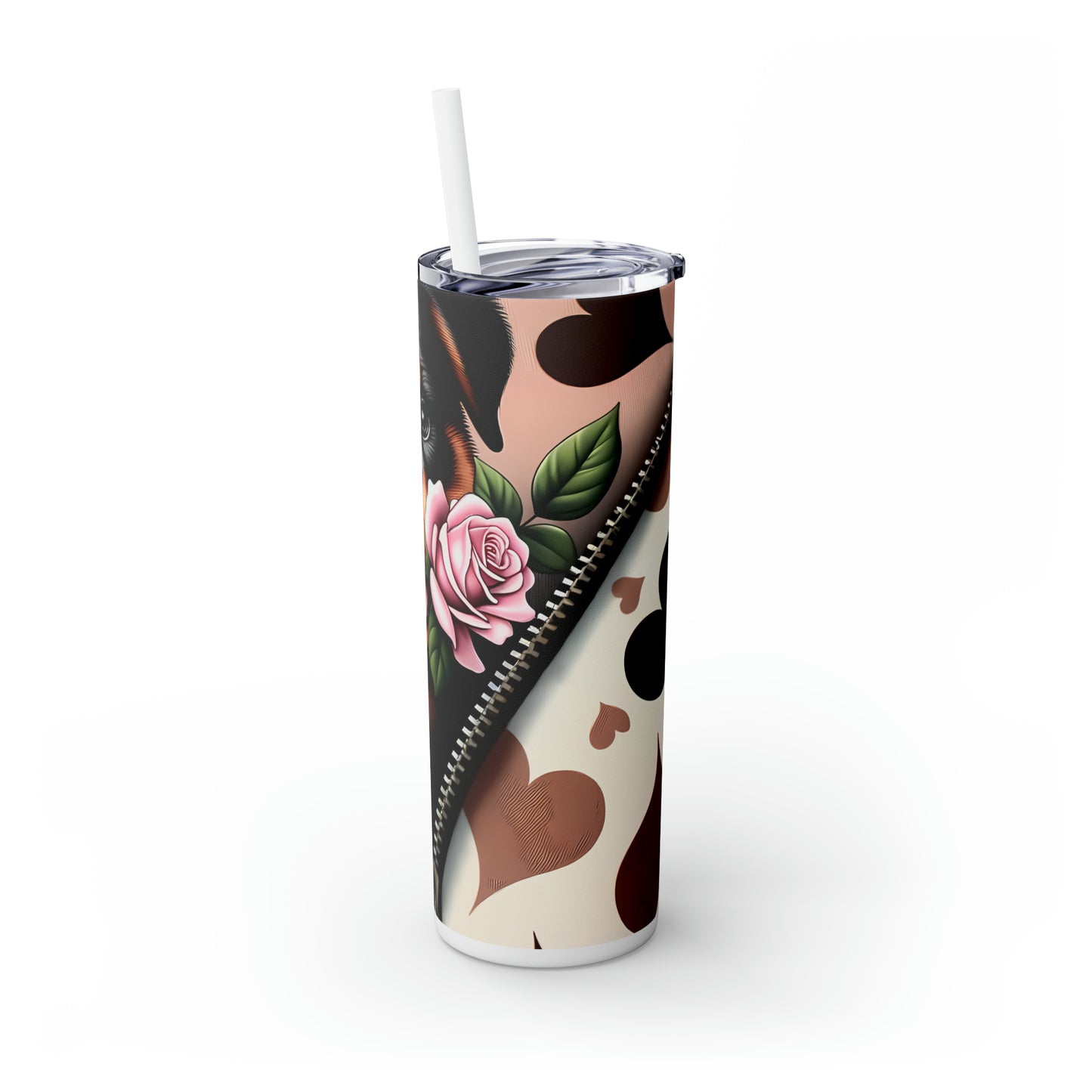 Skinny Tumbler with Straw, 20oz, Dog, Valentines Day, awd-902