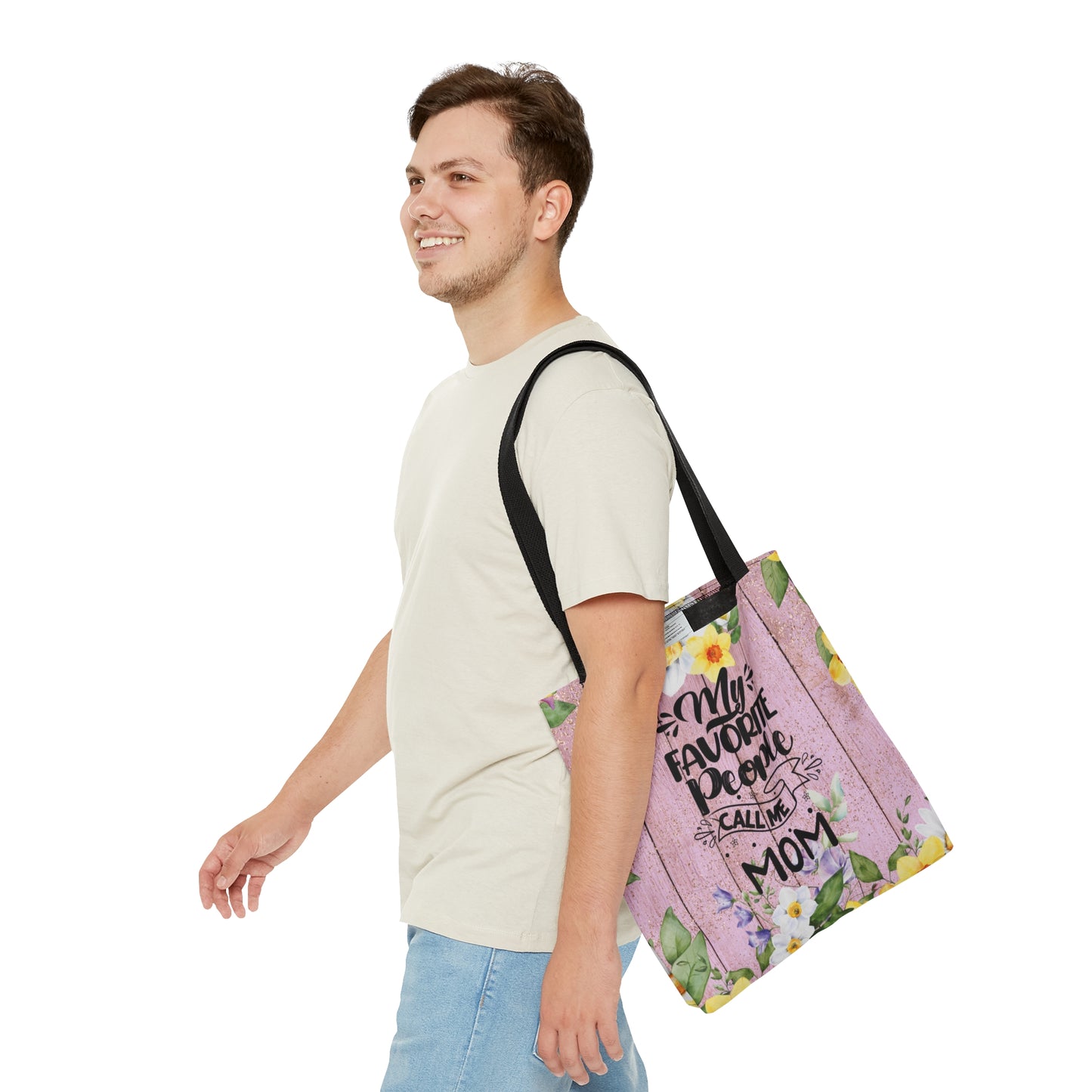 Personalised/Non-Personalised Tote Bag, Floral, My Favorite People Call me Mom, Tote bag