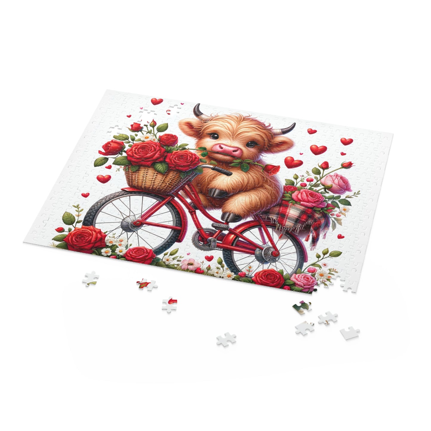 Puzzle, Highland Cow on Bike  (120, 252, 500-Piece) awd-611