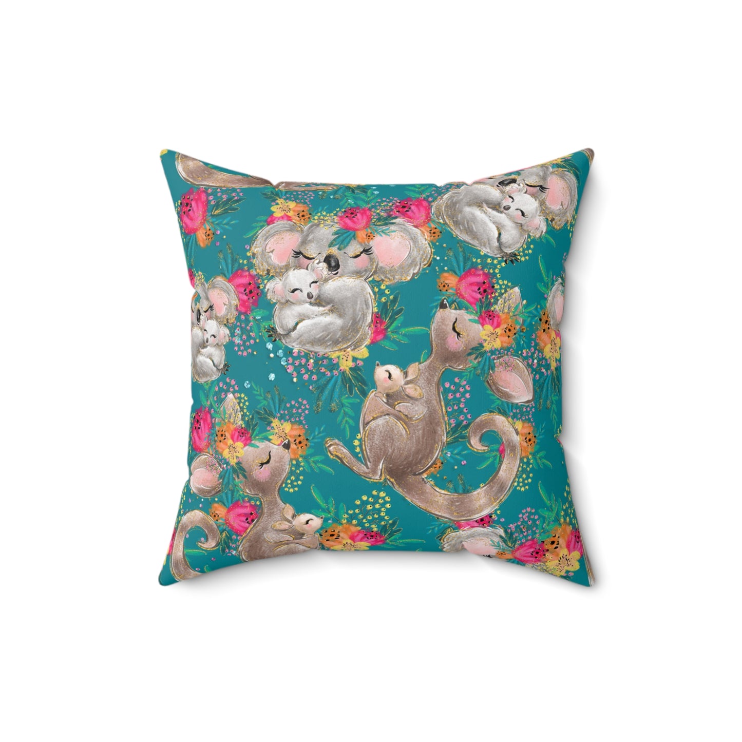 Spun Polyester Square Pillow, Australian Animals