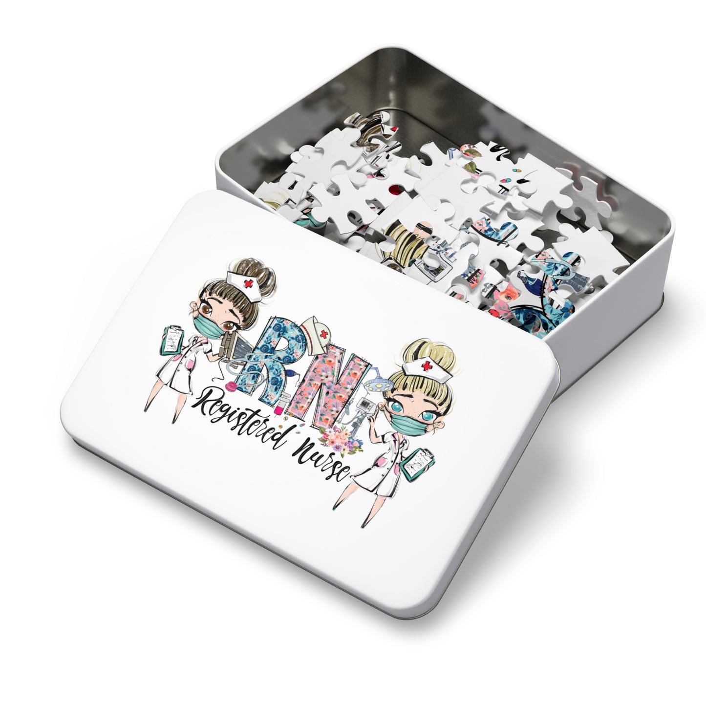 Puzzle, Nurse, RN Nurse, Registered Nurse Floral, Personalised/Non-Personalised (30, 110, 252, 500,1000-Piece) awd-639