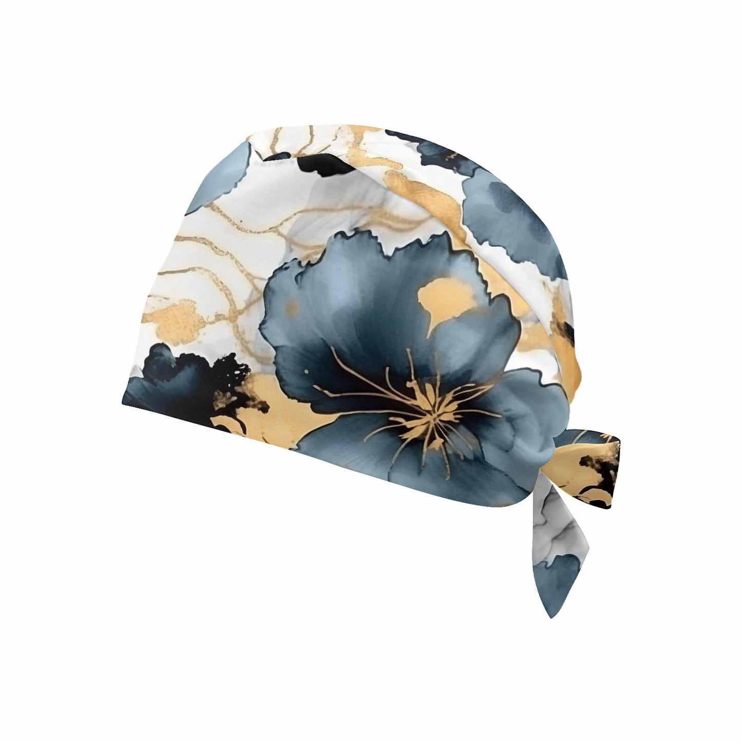 Nurse Scrub Cap Alcohol Ink Blue Floral  Scrub Cap