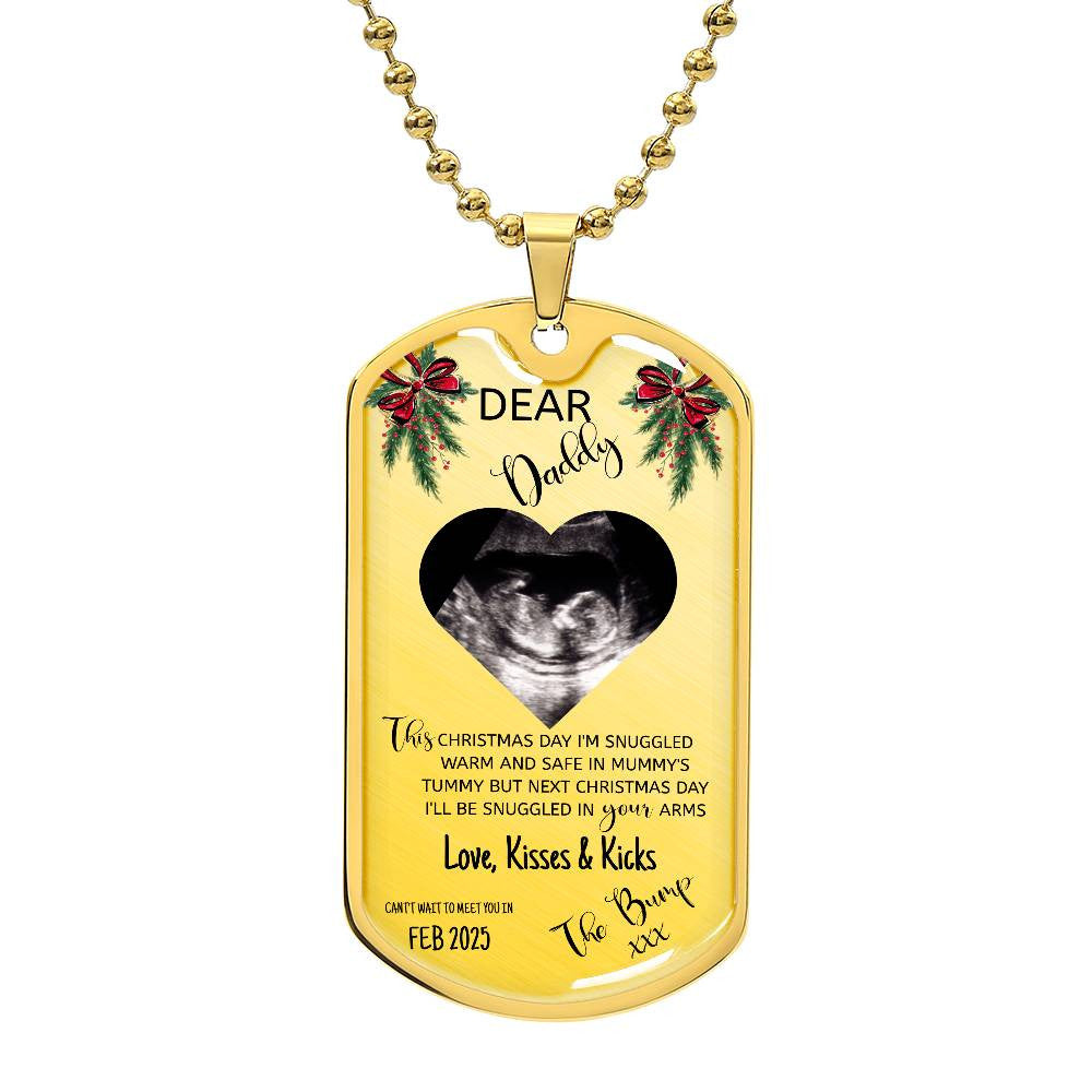 Dog Tag Personalised Dear Daddy Can't Wait to Meet you Pendant