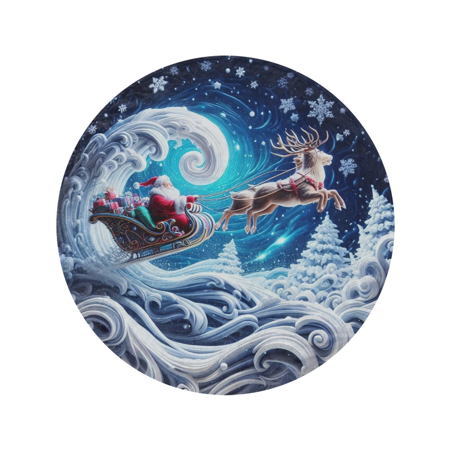 Santa Circular Micro Fleece Blanket