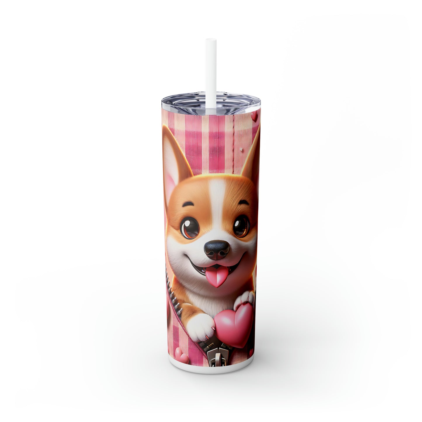 Skinny Tumbler with Straw, 20oz, Dog, Valentines Day, awd-1142